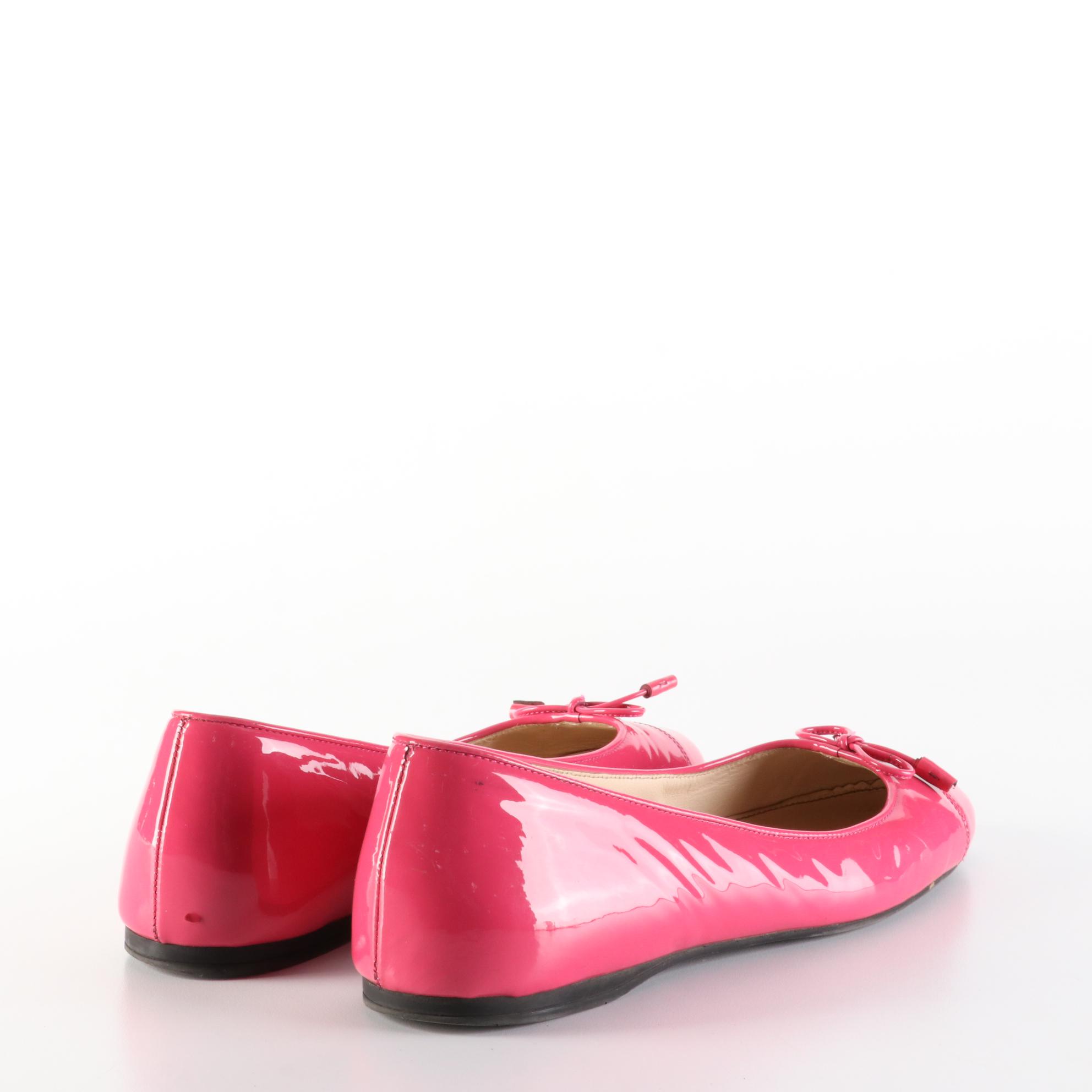 Prada Flats in Pink Patent Leather with Bow