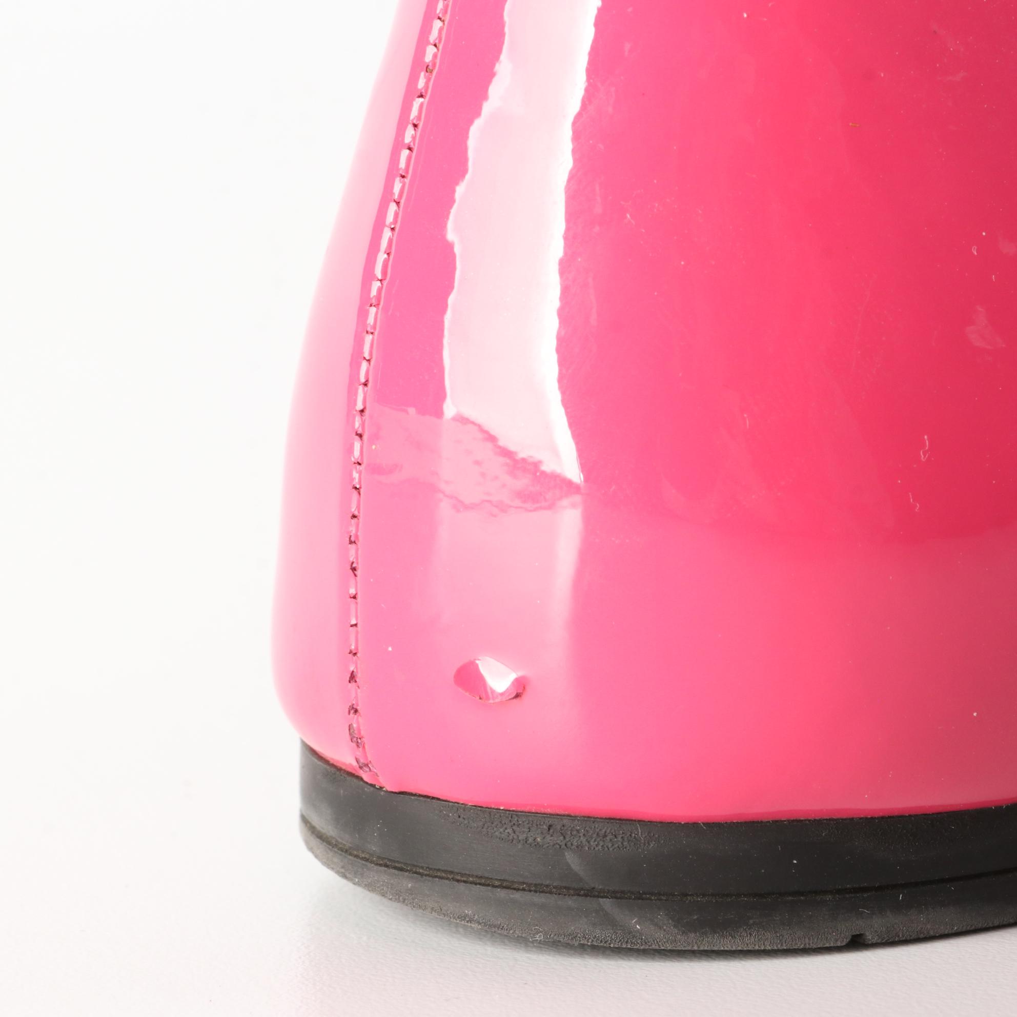 Prada Flats in Pink Patent Leather with Bow