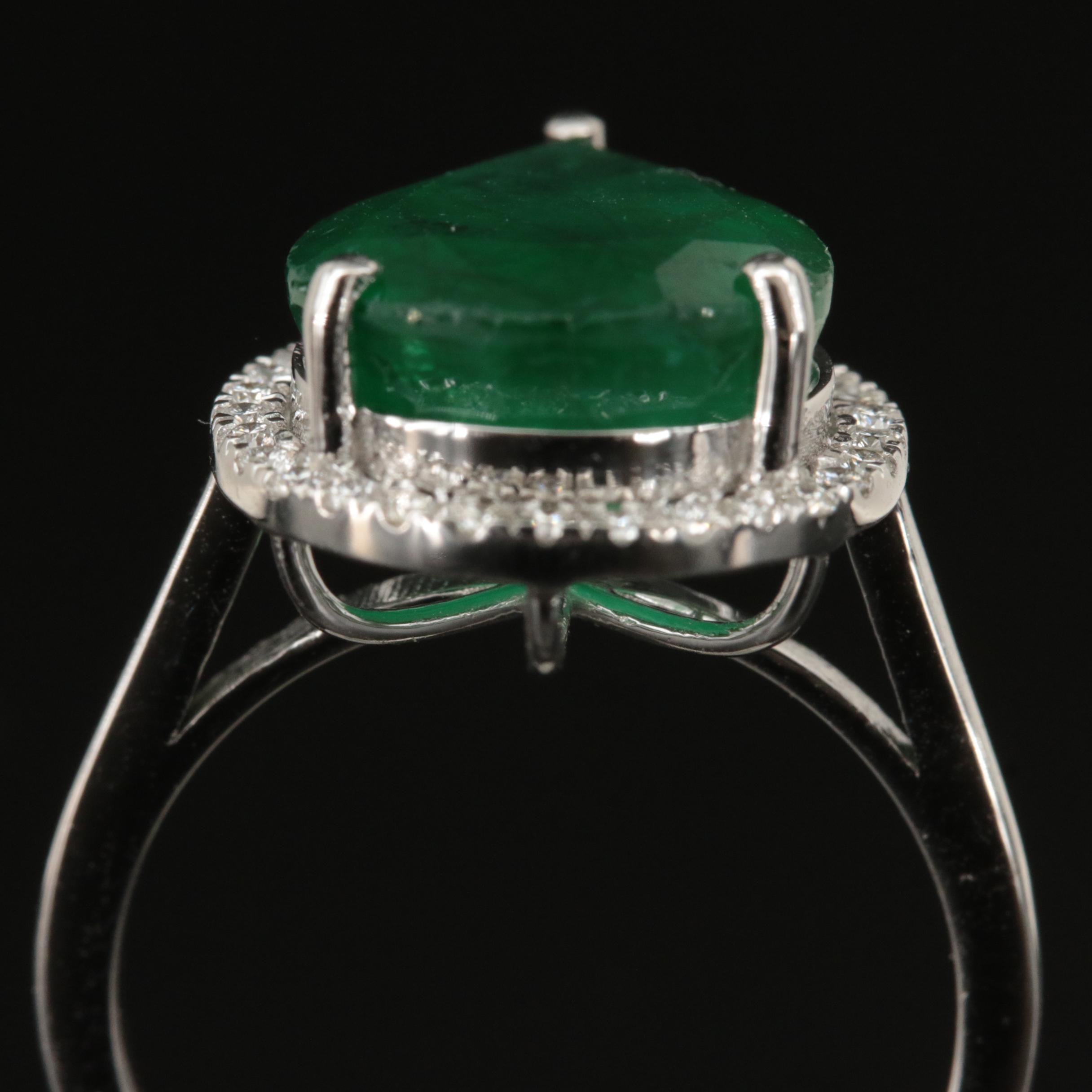 18K 5.92 CT Emerald and Diamond Ring