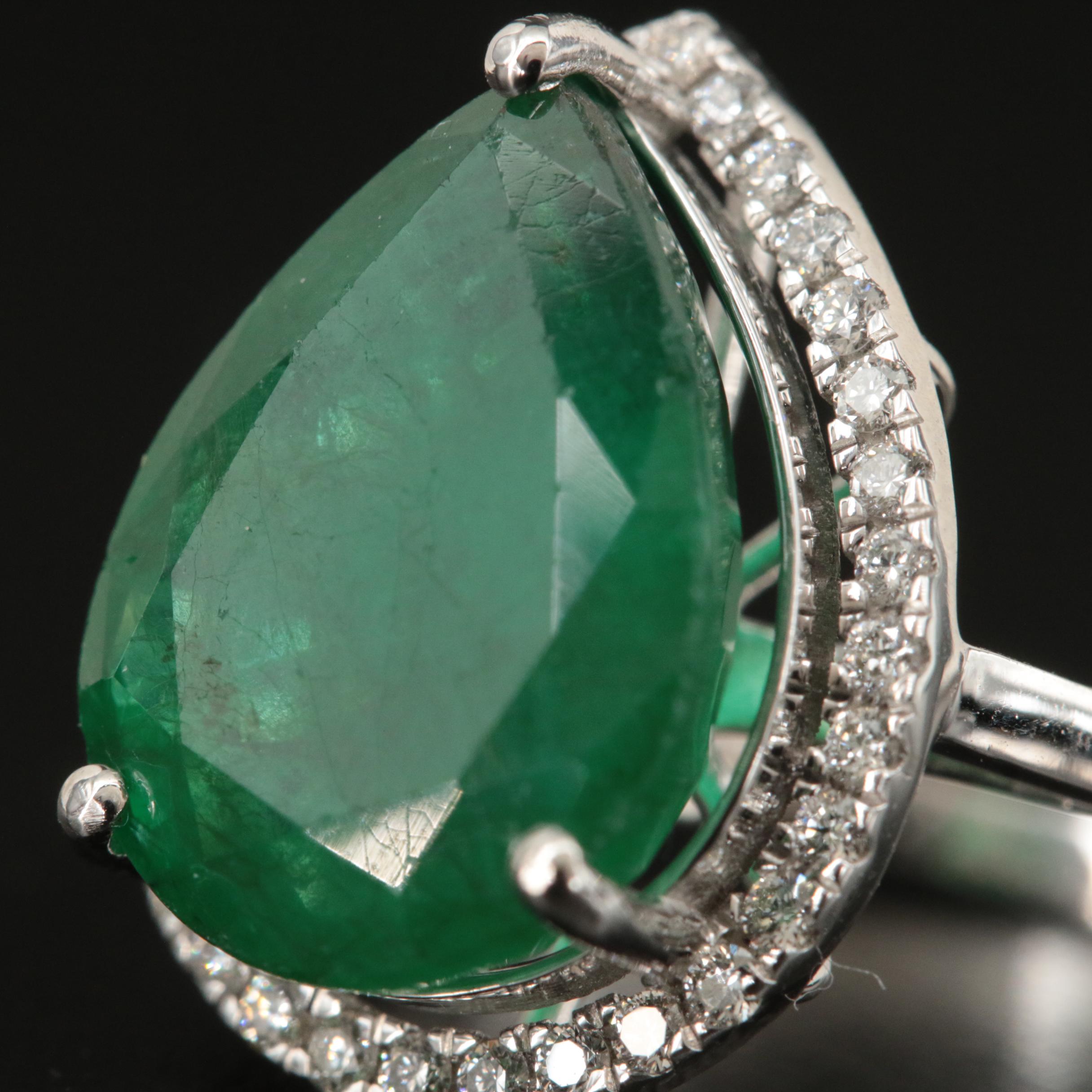 18K 5.92 CT Emerald and Diamond Ring