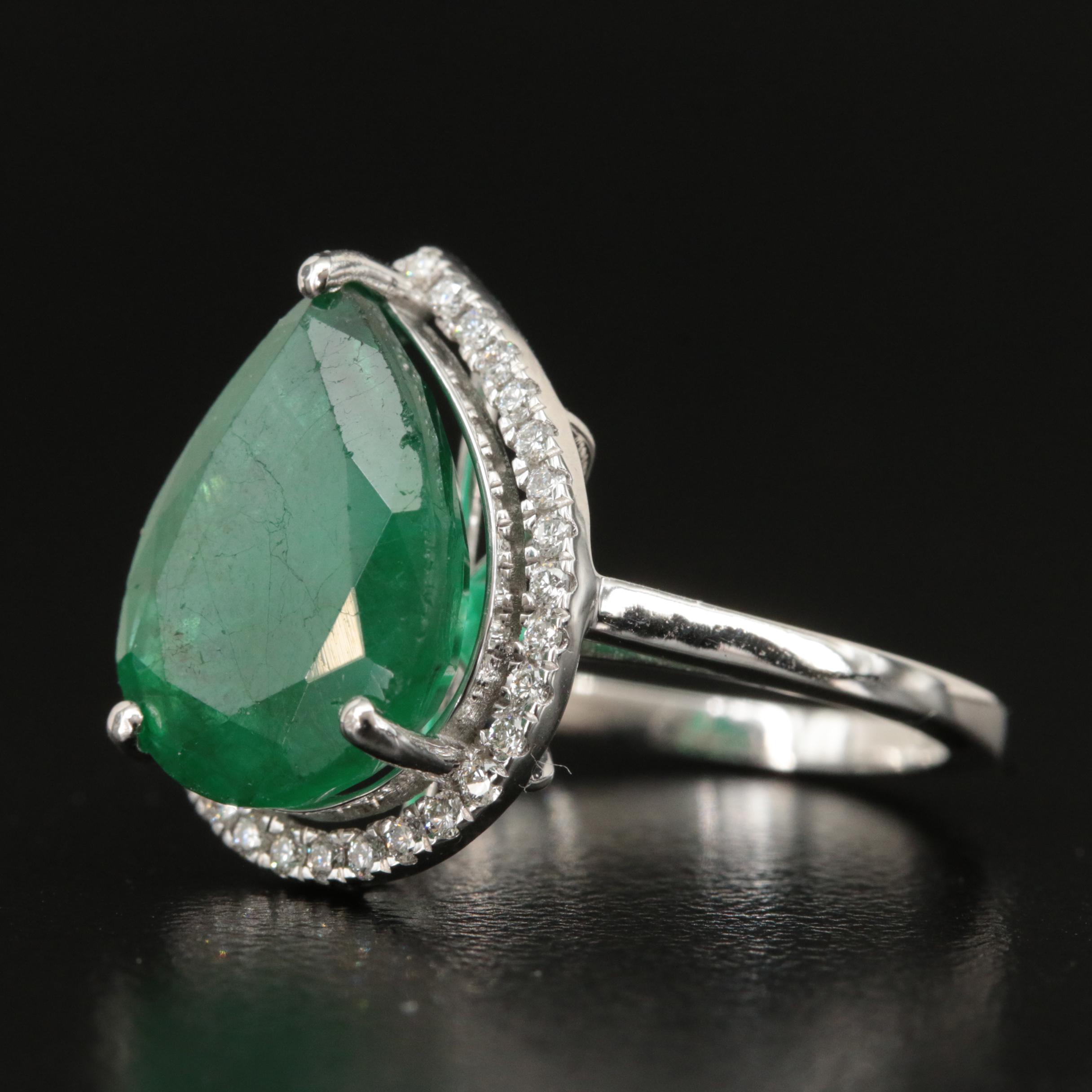 18K 5.92 CT Emerald and Diamond Ring