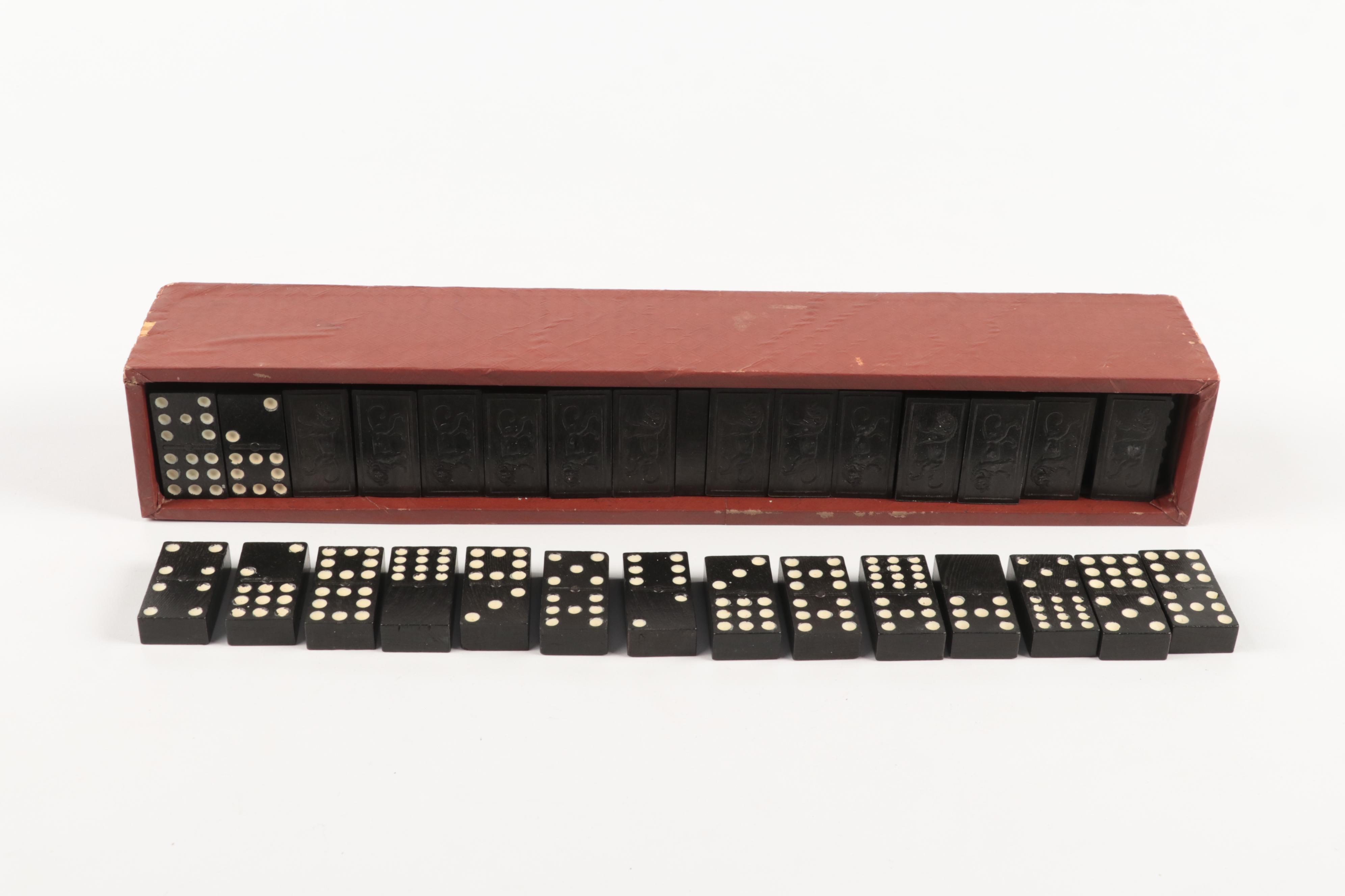 Embossing Company Double Twelve Lion Dominoes Set, Mid-20th Century