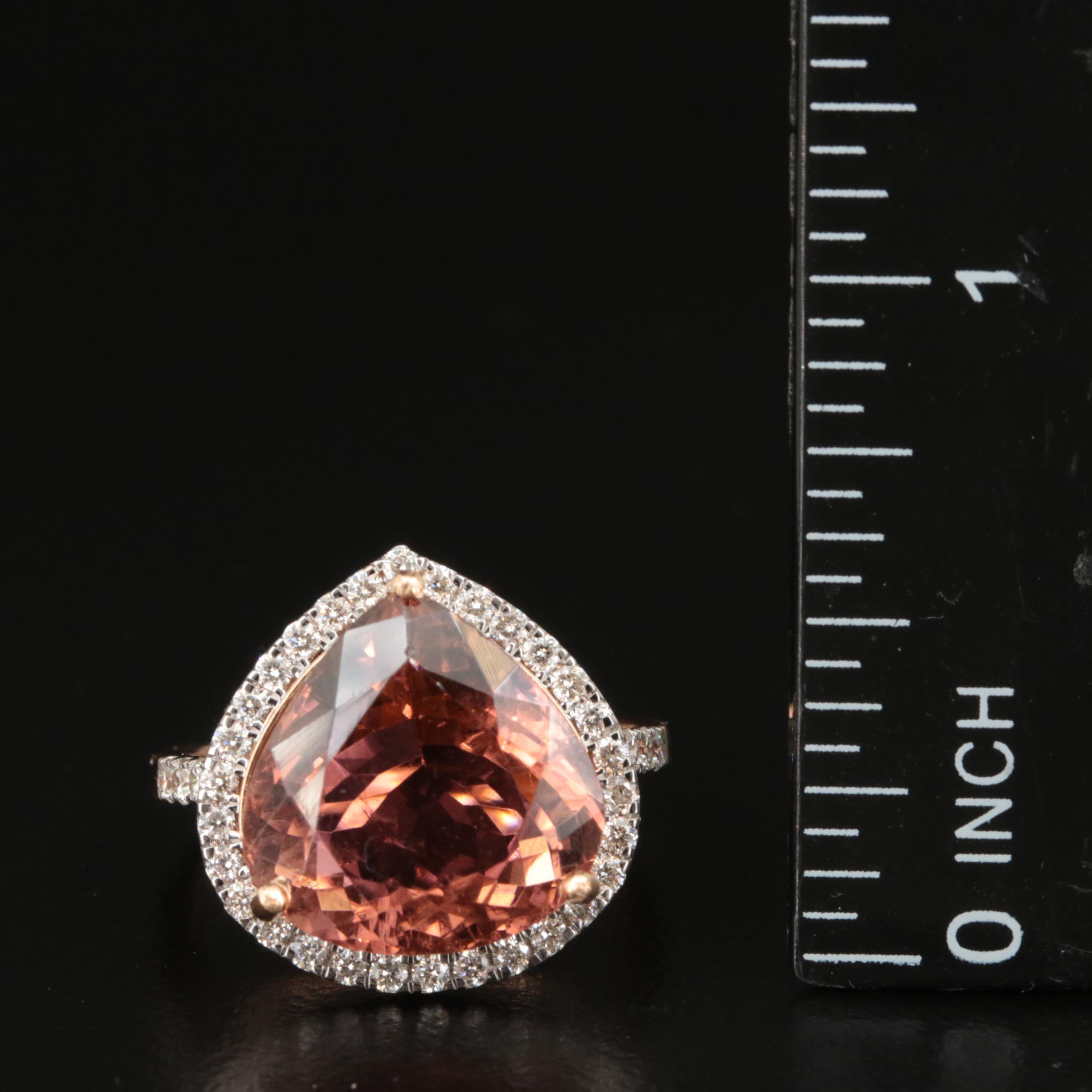 18K 8.22 CT Tourmaline and Diamond Halo Ring