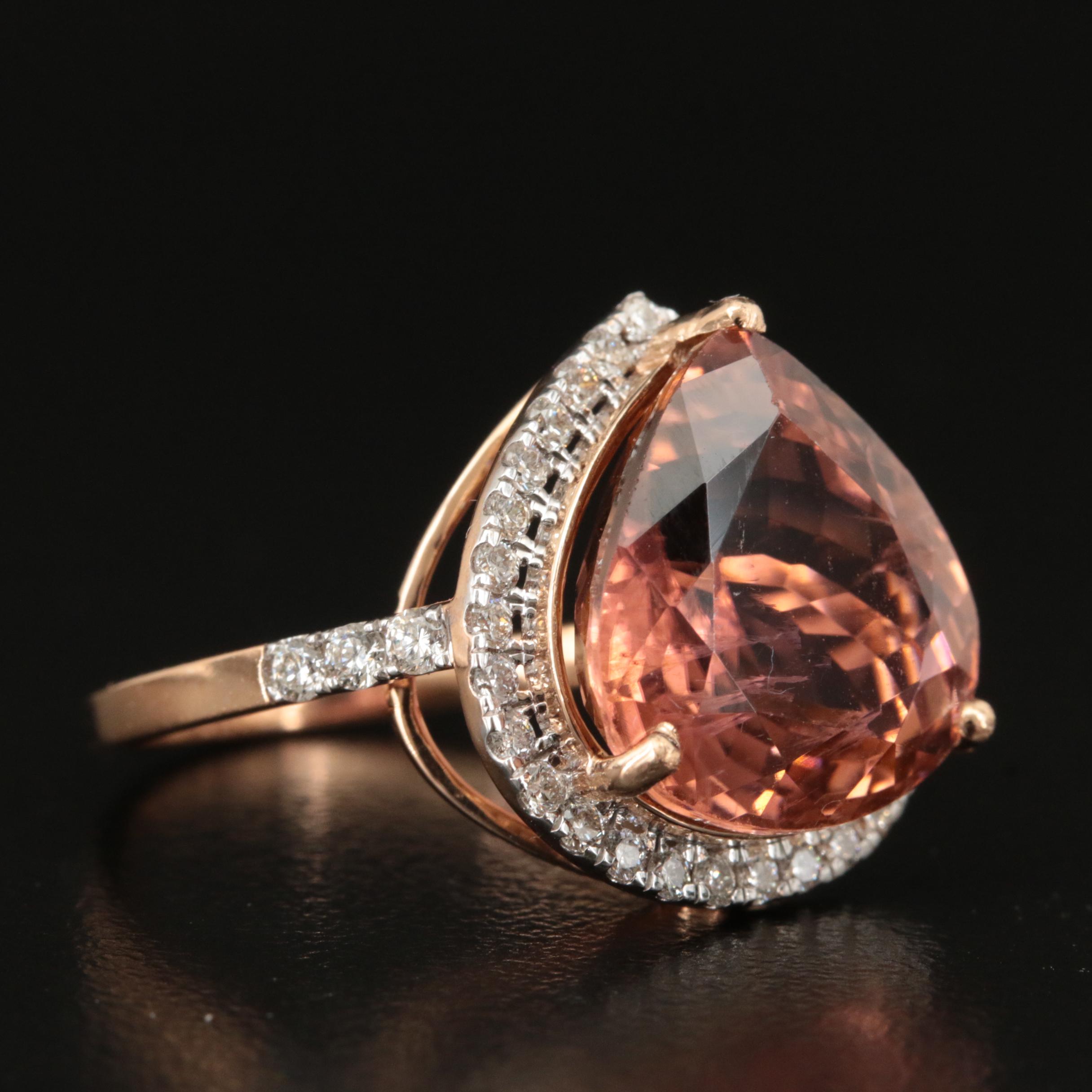 18K 8.22 CT Tourmaline and Diamond Halo Ring