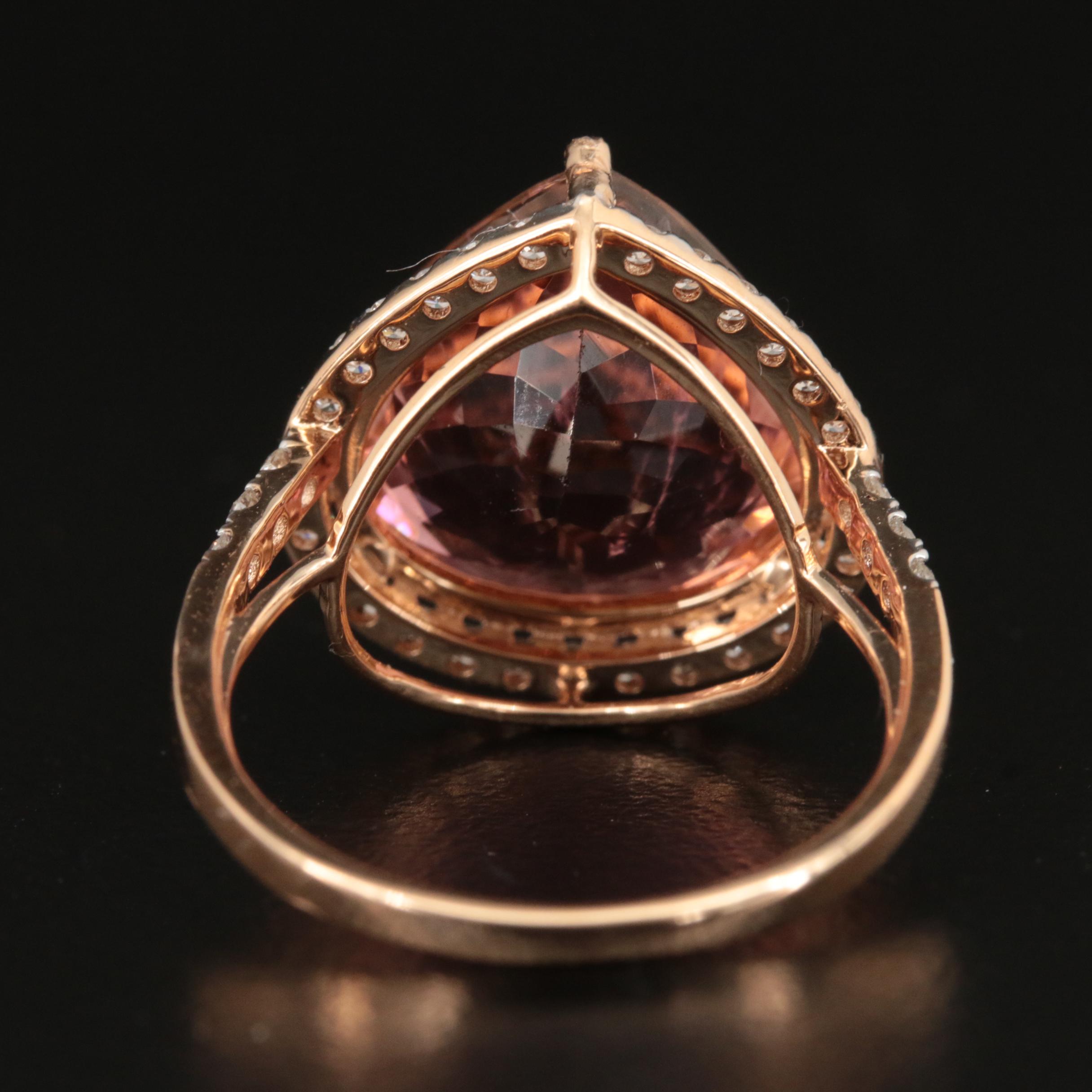 18K 8.22 CT Tourmaline and Diamond Halo Ring