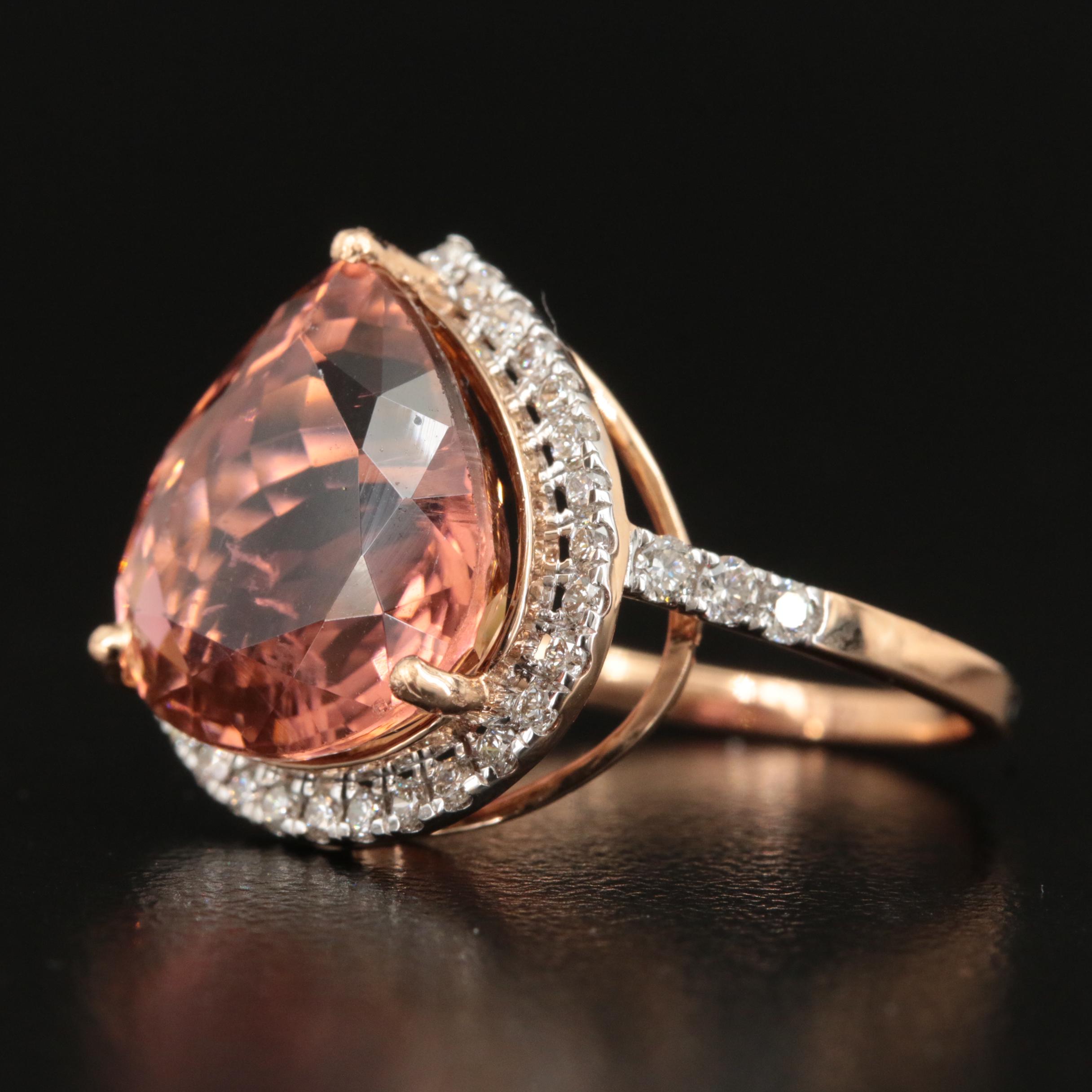 18K 8.22 CT Tourmaline and Diamond Halo Ring