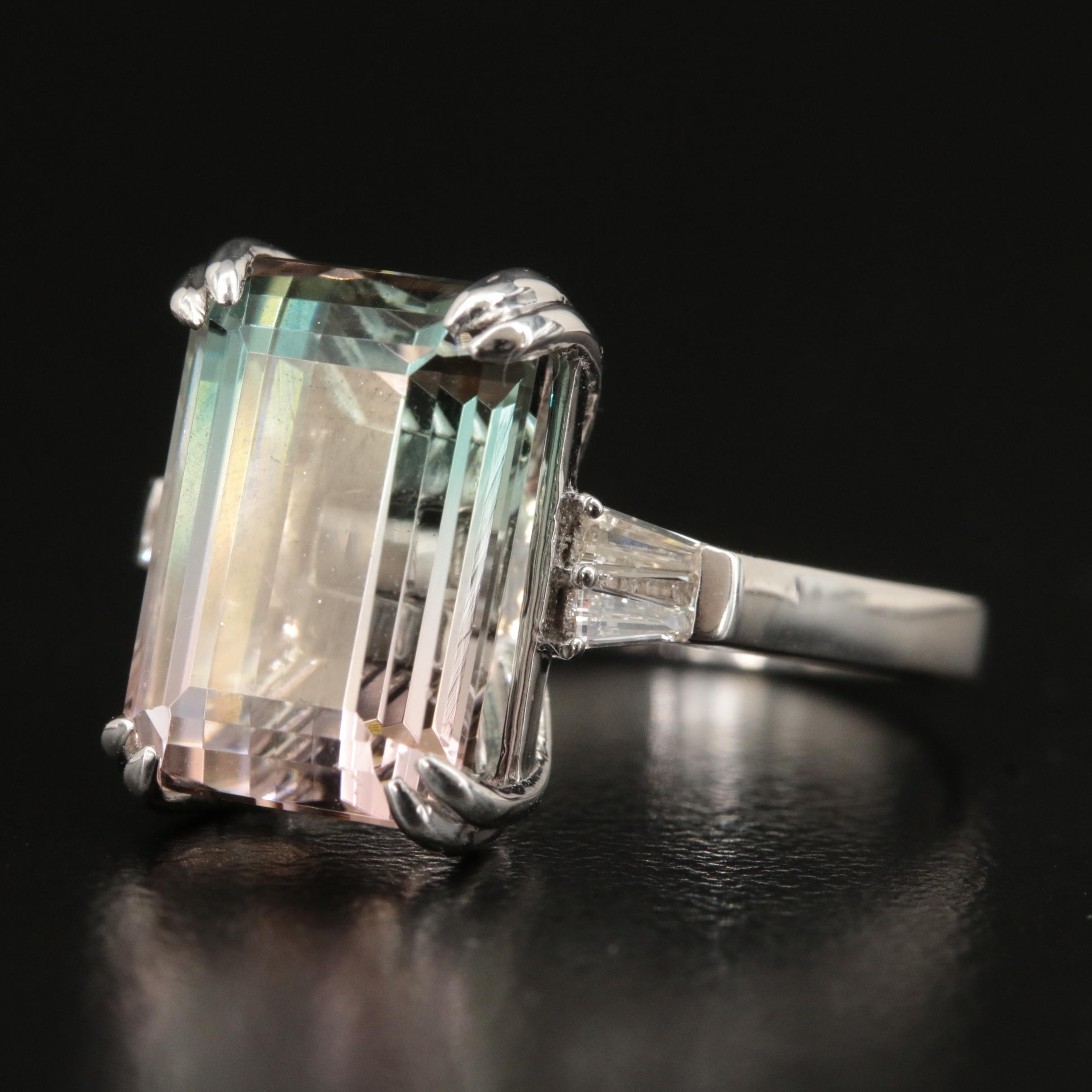 18K 6.96 CT Bi-Color Tourmaline and Diamond Ring