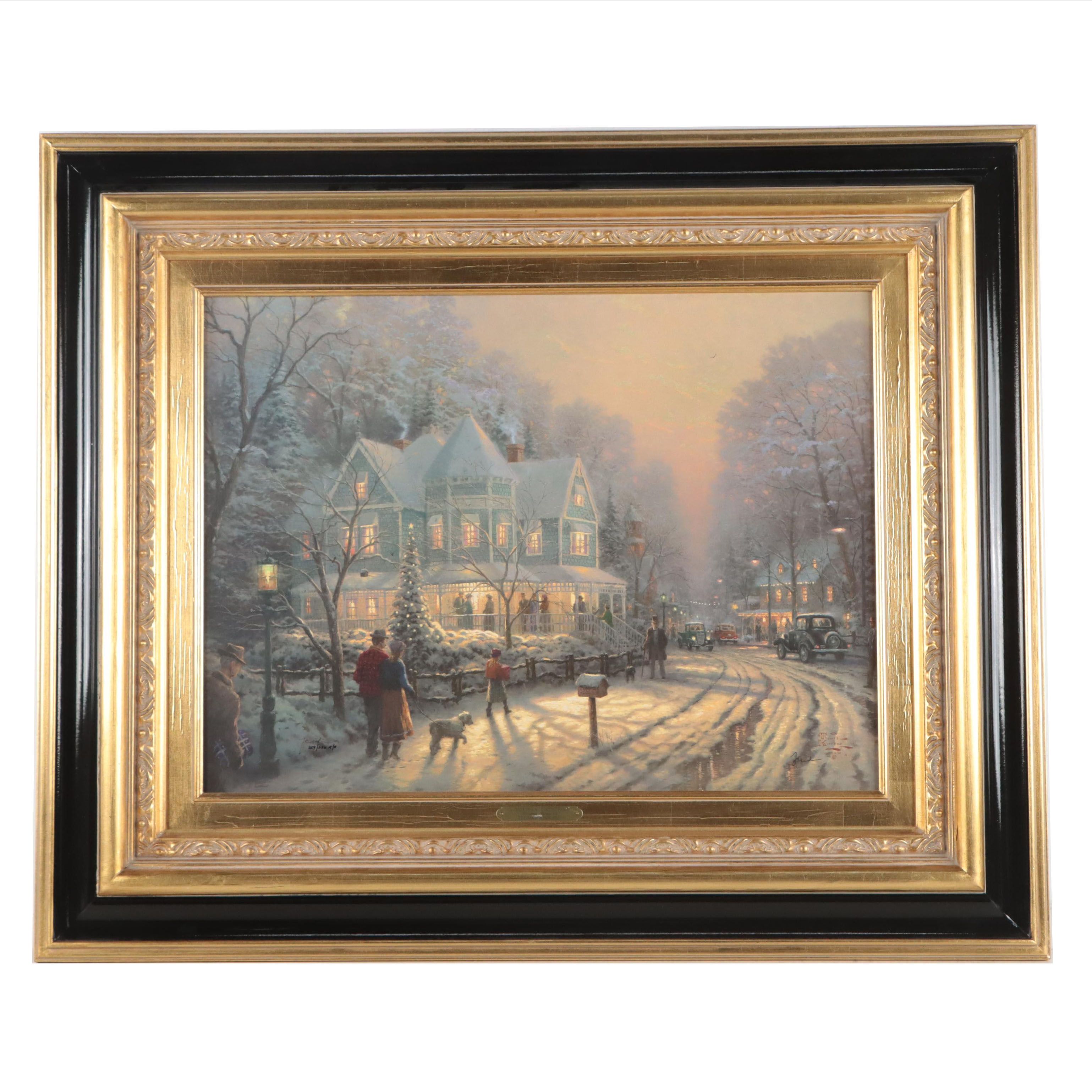 Thomas Kinkade "A Holiday Gathering: Christmas Cottage IX" Signed Print