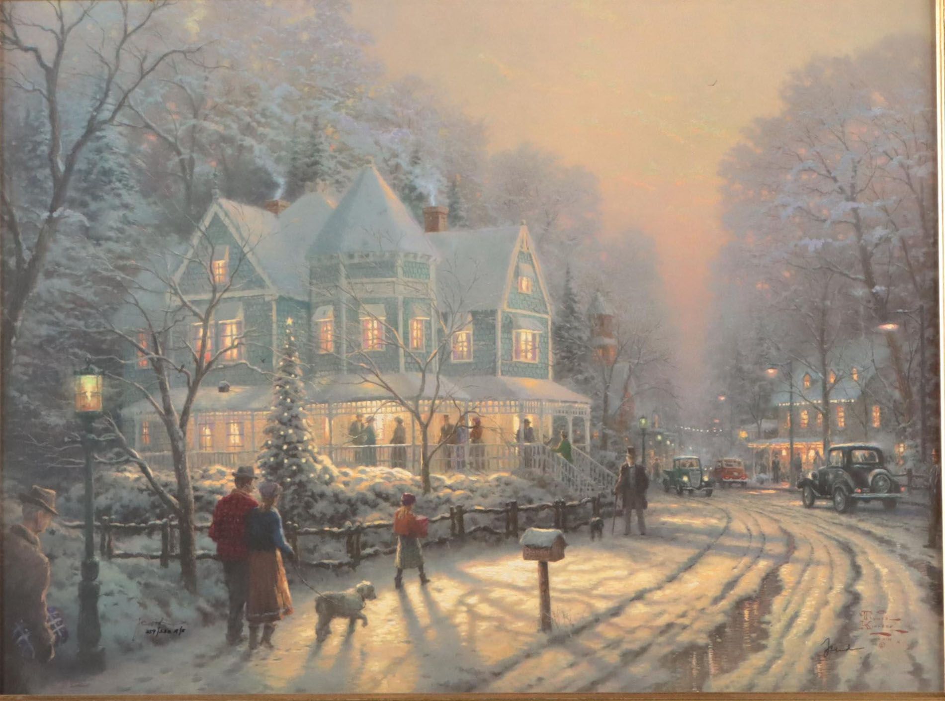 Thomas Kinkade "A Holiday Gathering: Christmas Cottage IX" Signed Print