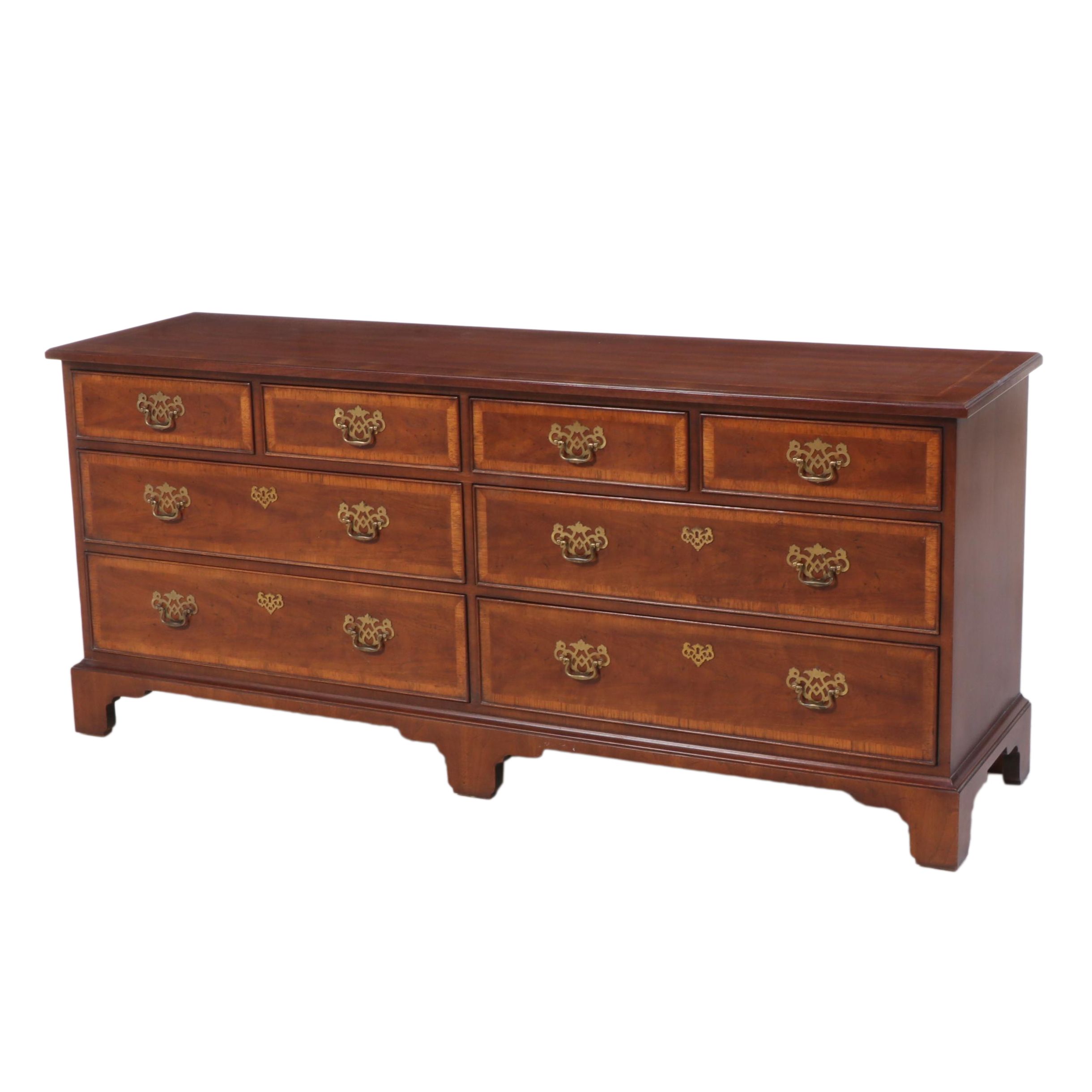 Henredon "18th Century Portfolio" Walnut and Crossbanded Eight-Drawer Chest