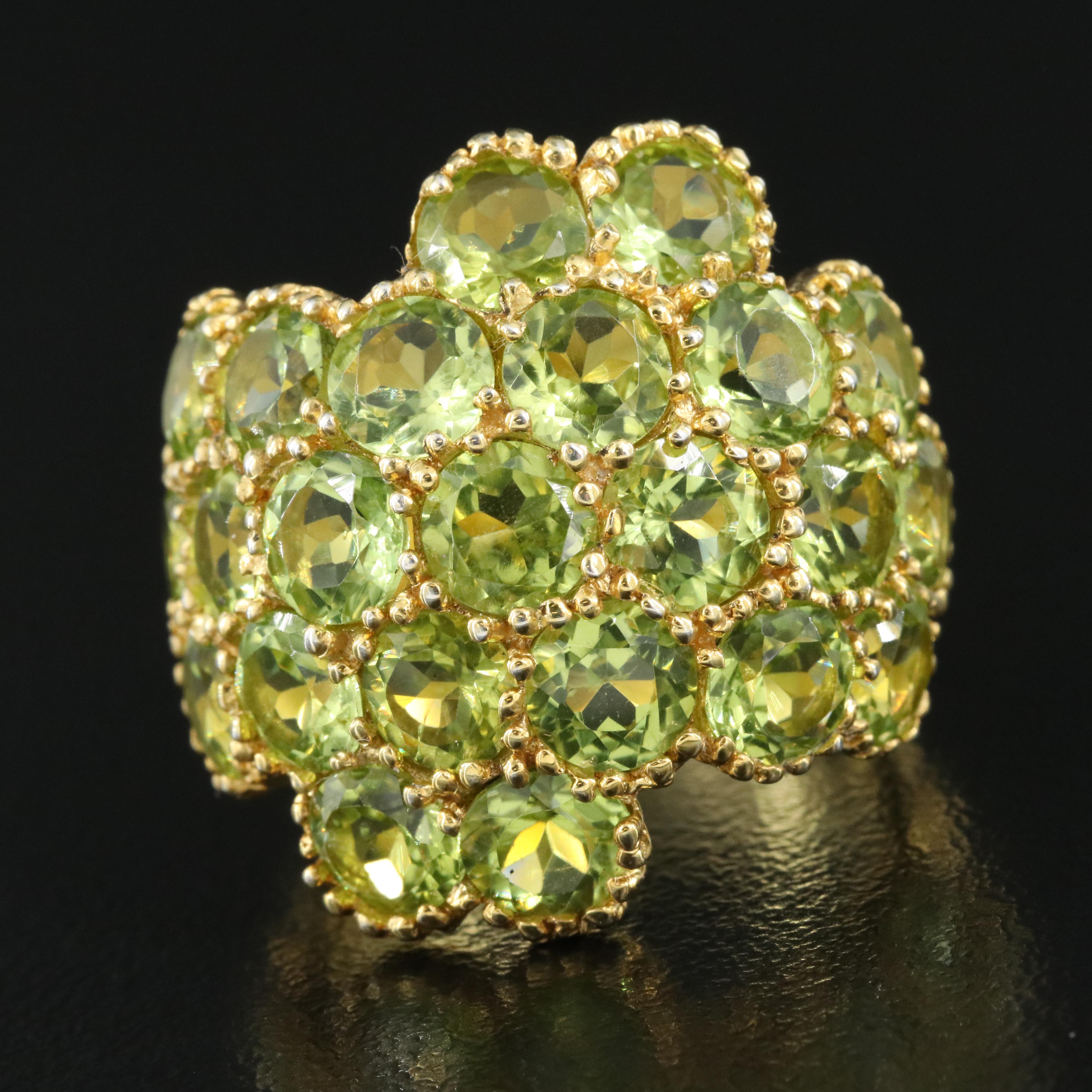 Sterling Peridot Cluster Ring