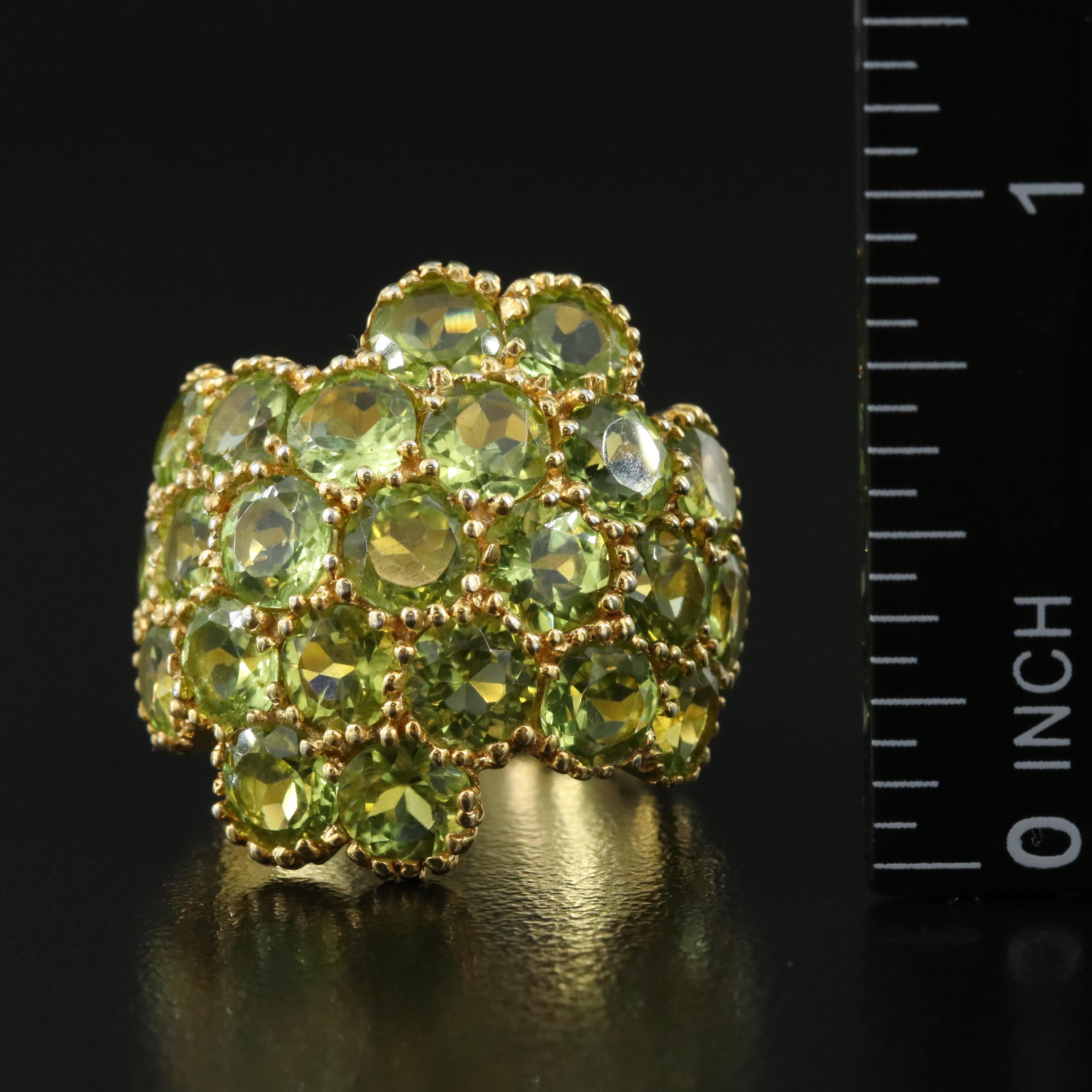 Sterling Peridot Cluster Ring