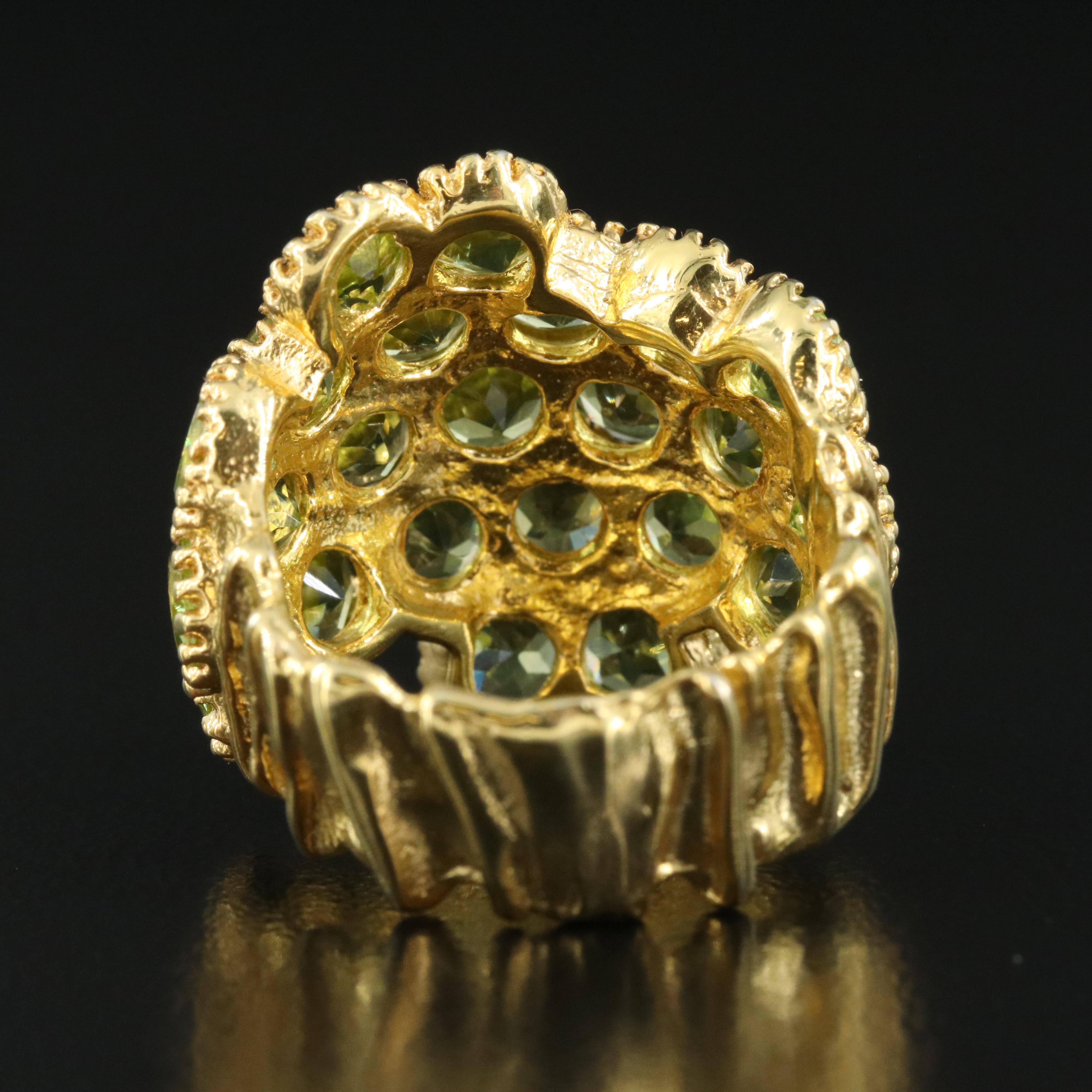 Sterling Peridot Cluster Ring