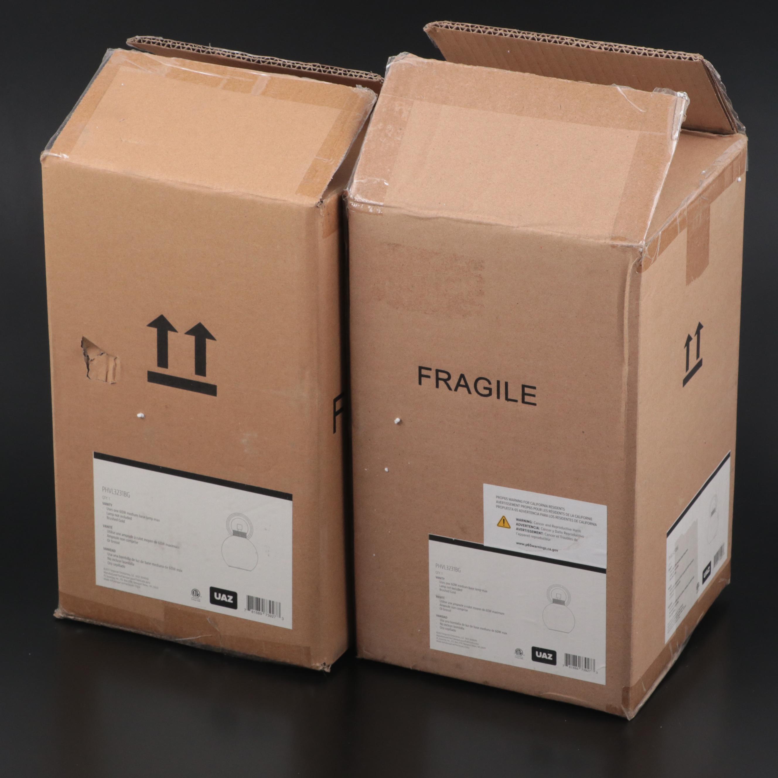 Brushed Gold Finish Vanity Wall Sconces