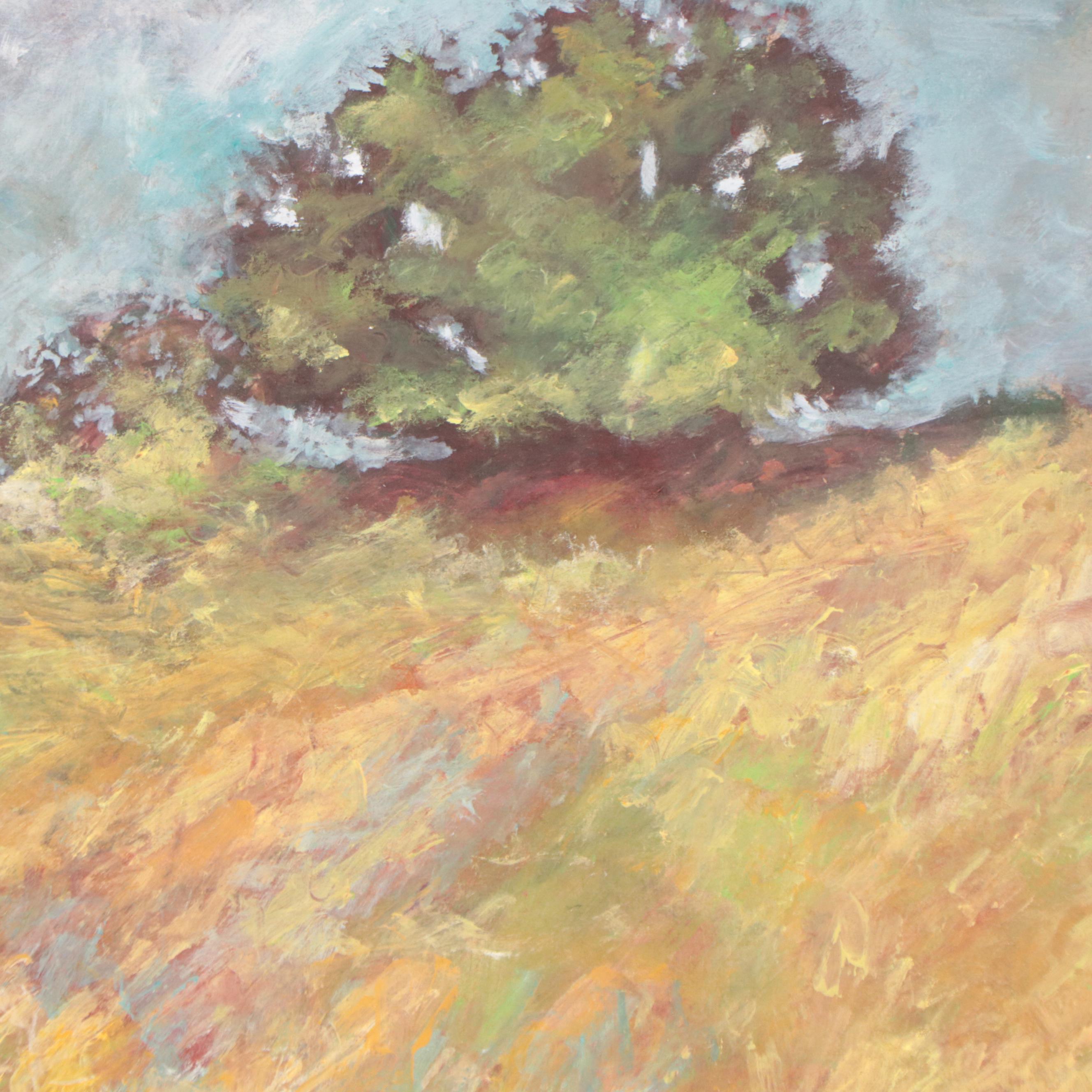 Robert Riddle-Baker Acrylic Painting of Landscape "Ridge Line, Windy Day," 2023