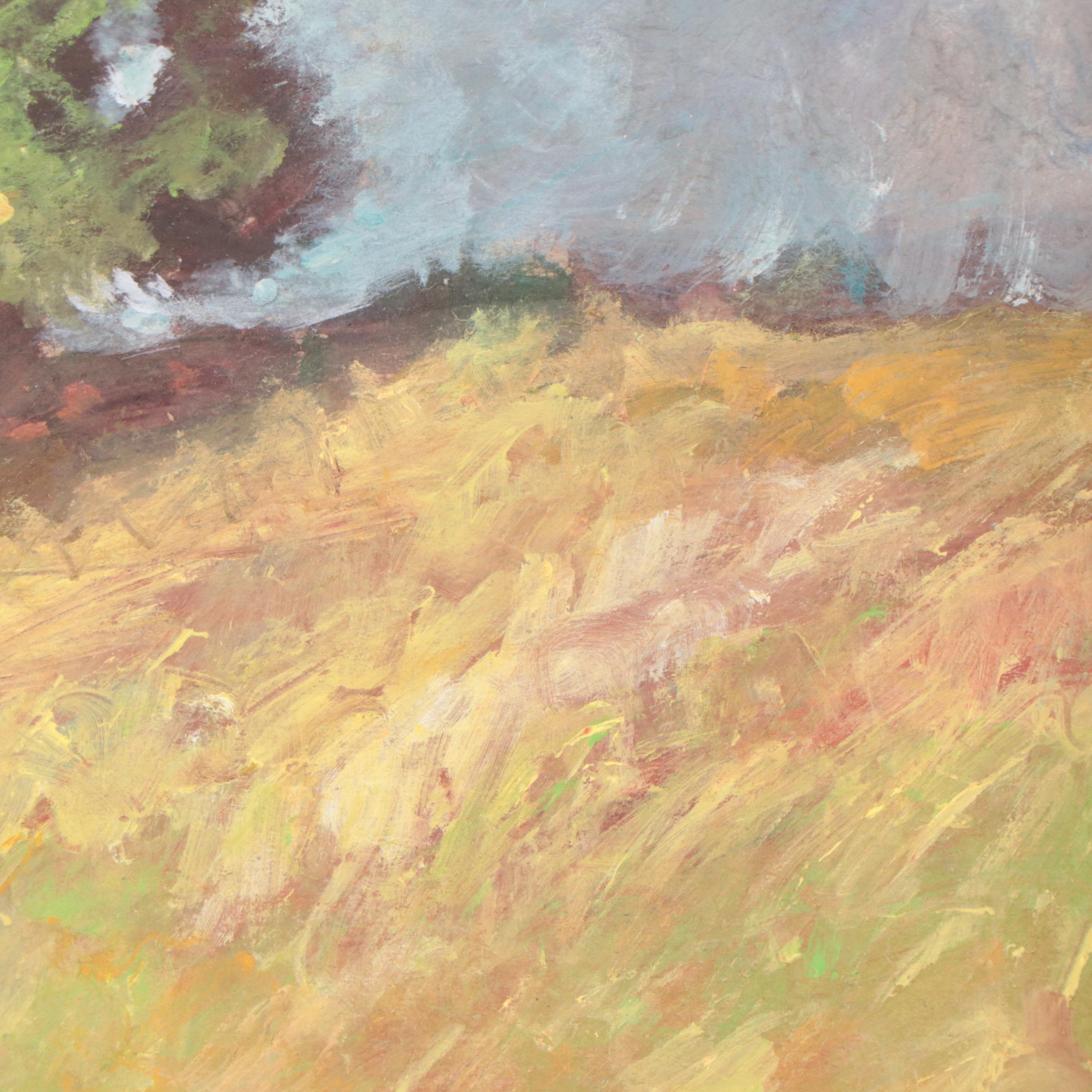 Robert Riddle-Baker Acrylic Painting of Landscape "Ridge Line, Windy Day," 2023