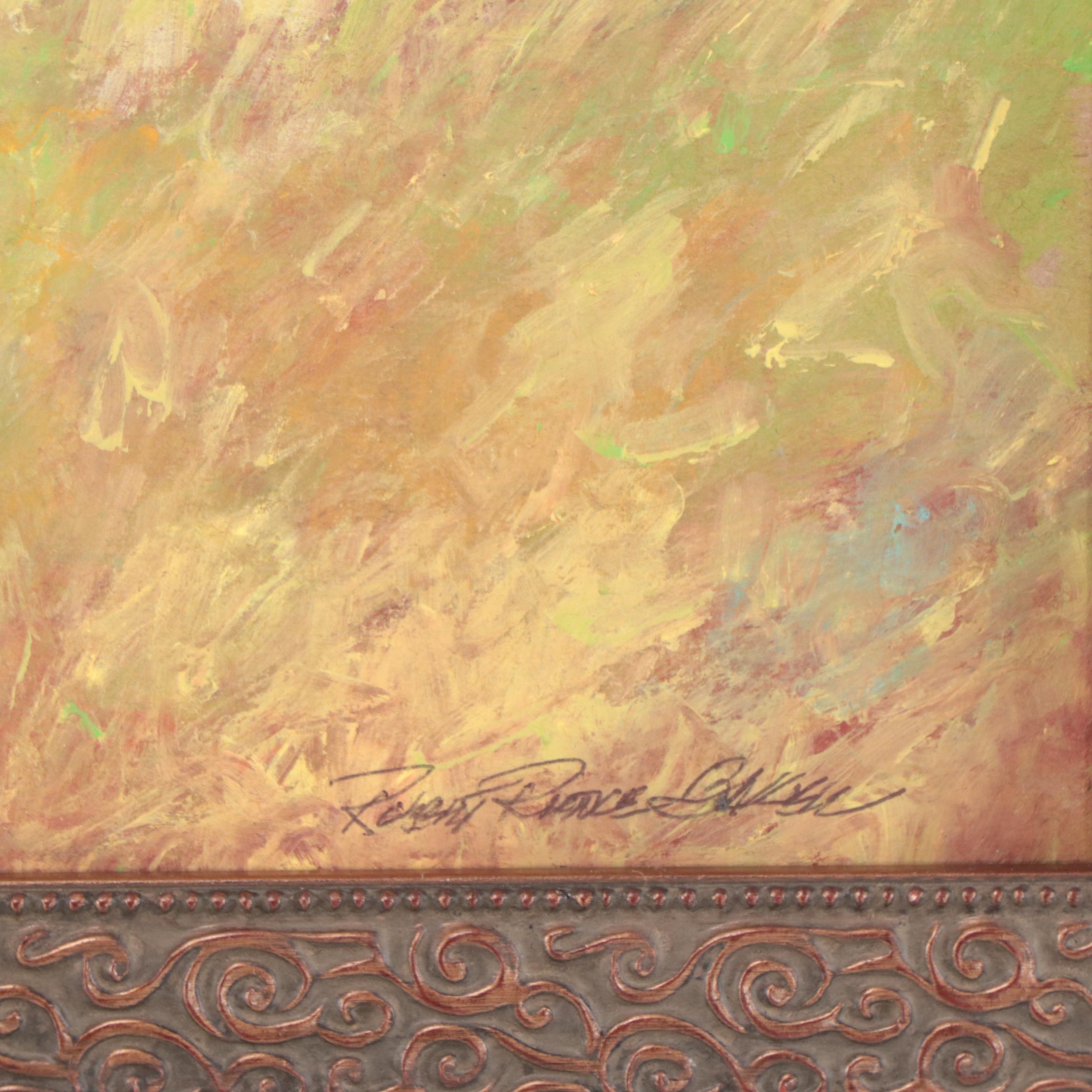 Robert Riddle-Baker Acrylic Painting of Landscape "Ridge Line, Windy Day," 2023