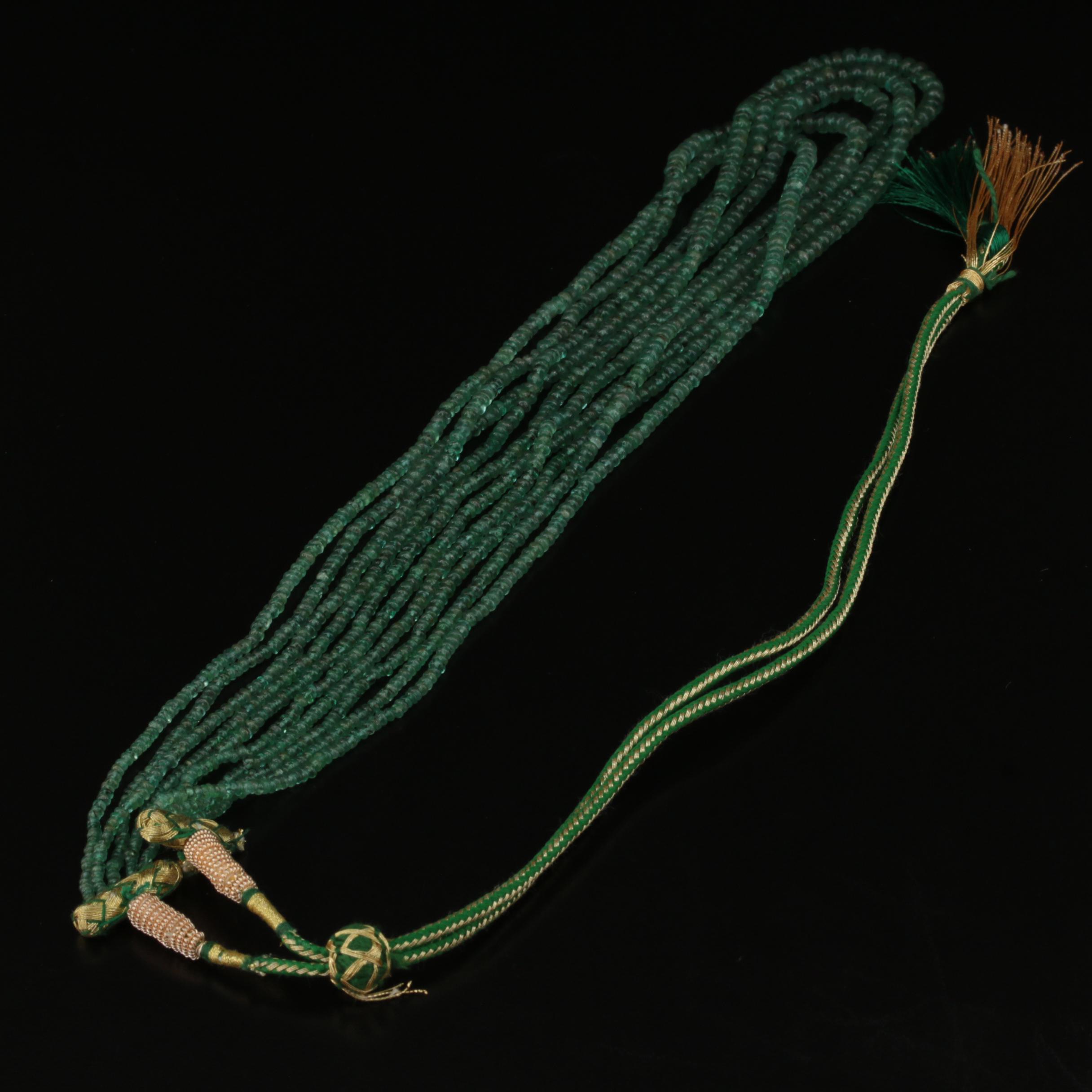 224.00 CTW Graduated Emerald Multi-Strand Necklace