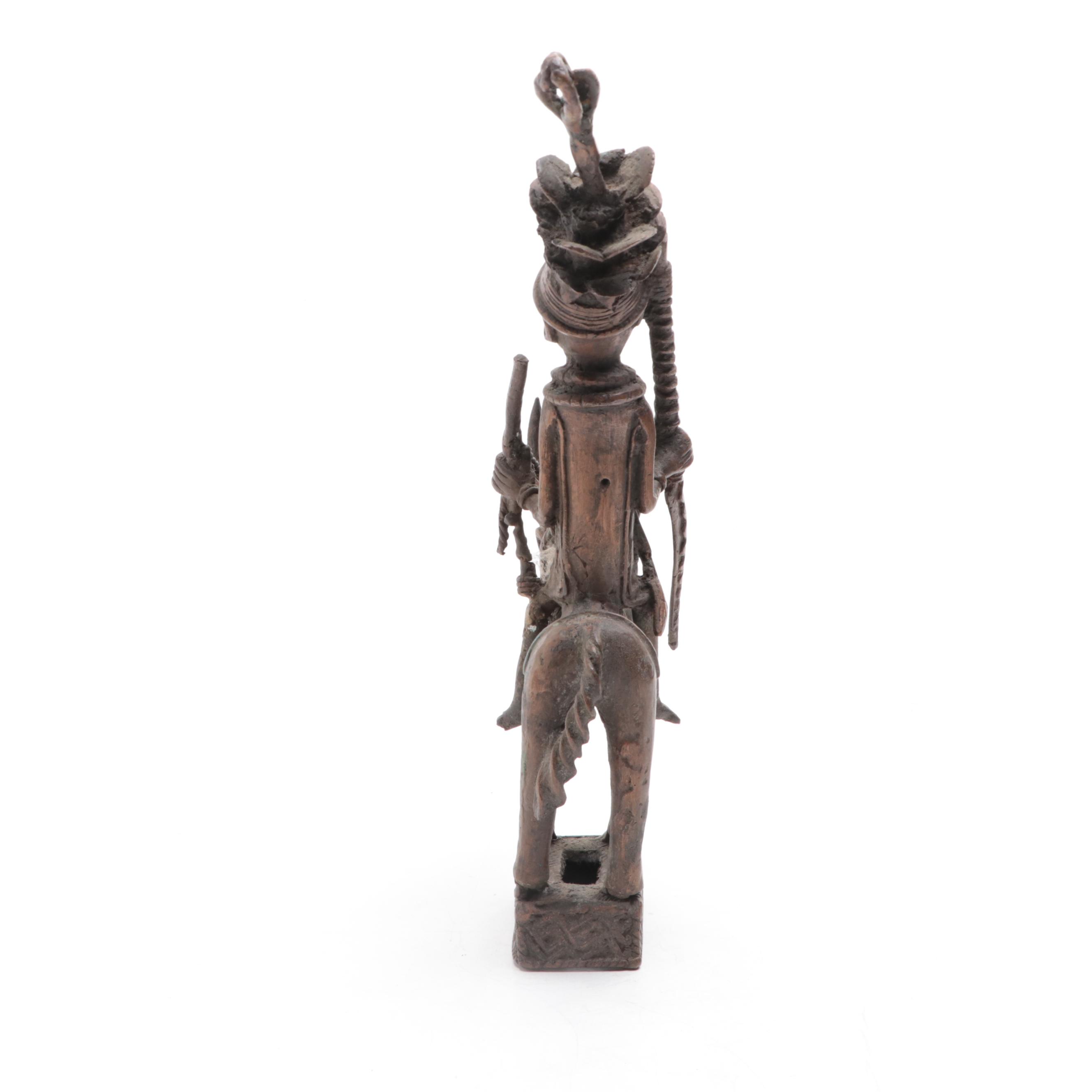 African Benin Bronze Figure of Horse and Rider