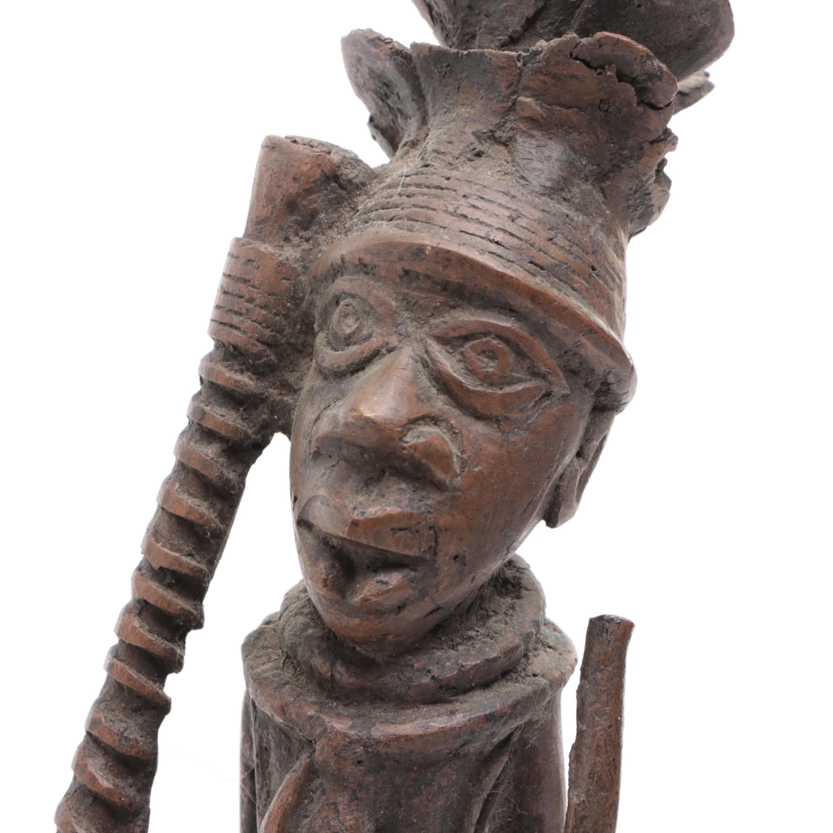 African Benin Bronze Figure of Horse and Rider