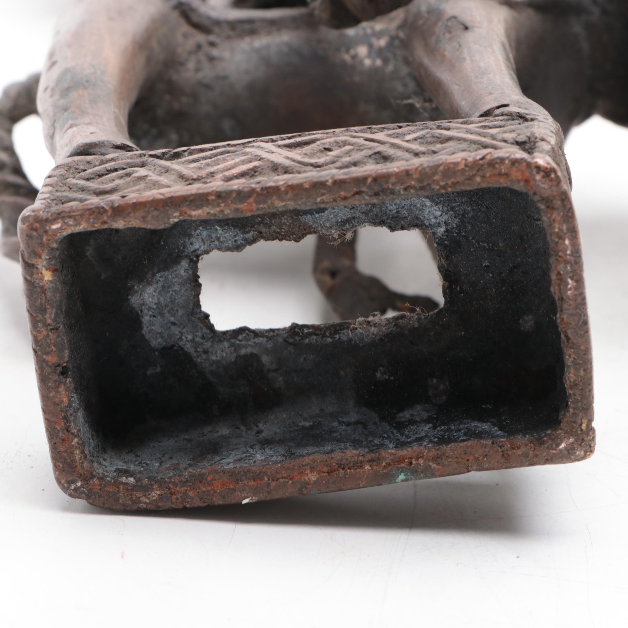 African Benin Bronze Figure of Horse and Rider