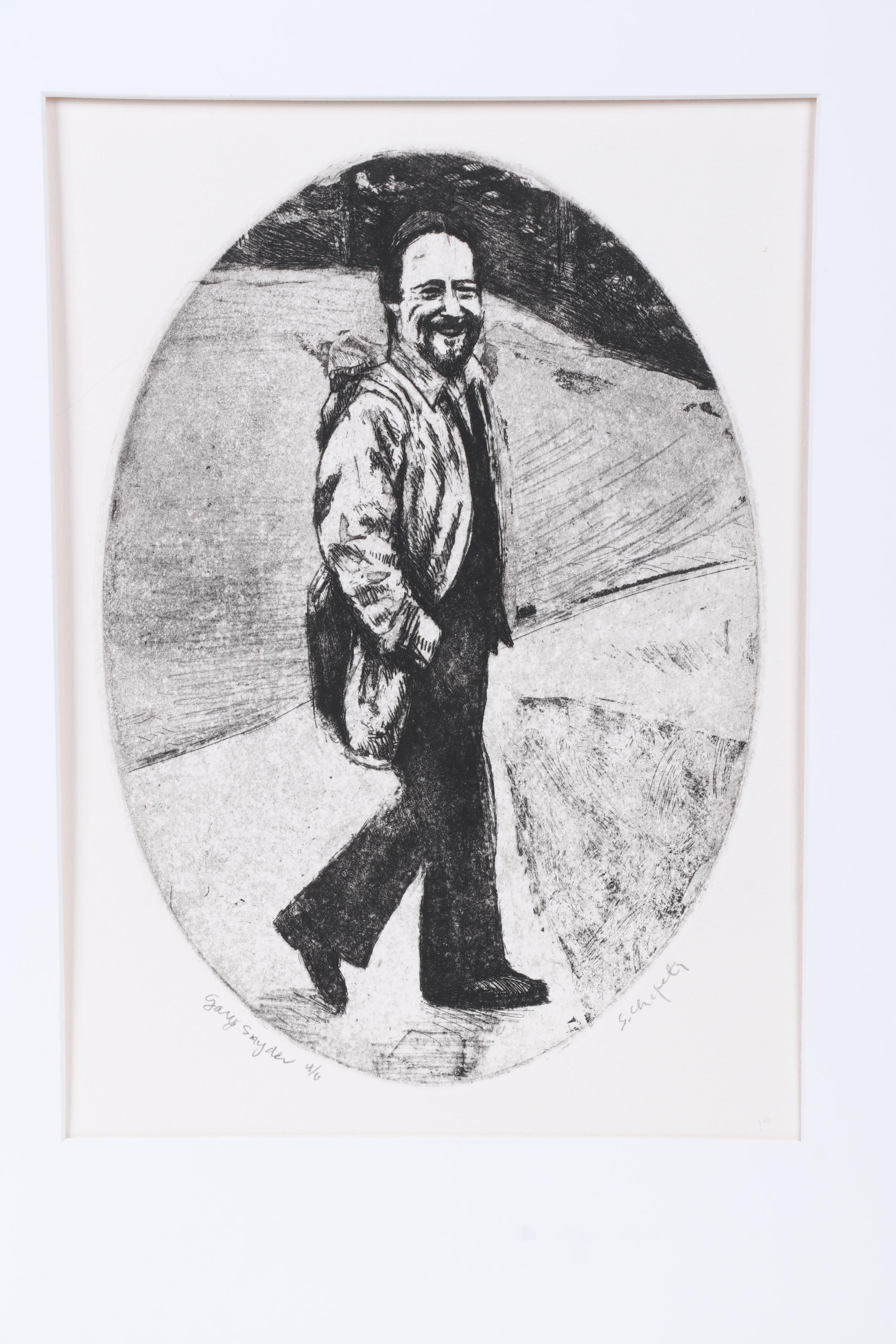 Sidney Chafetz Etching "Gary Snyder," 1987