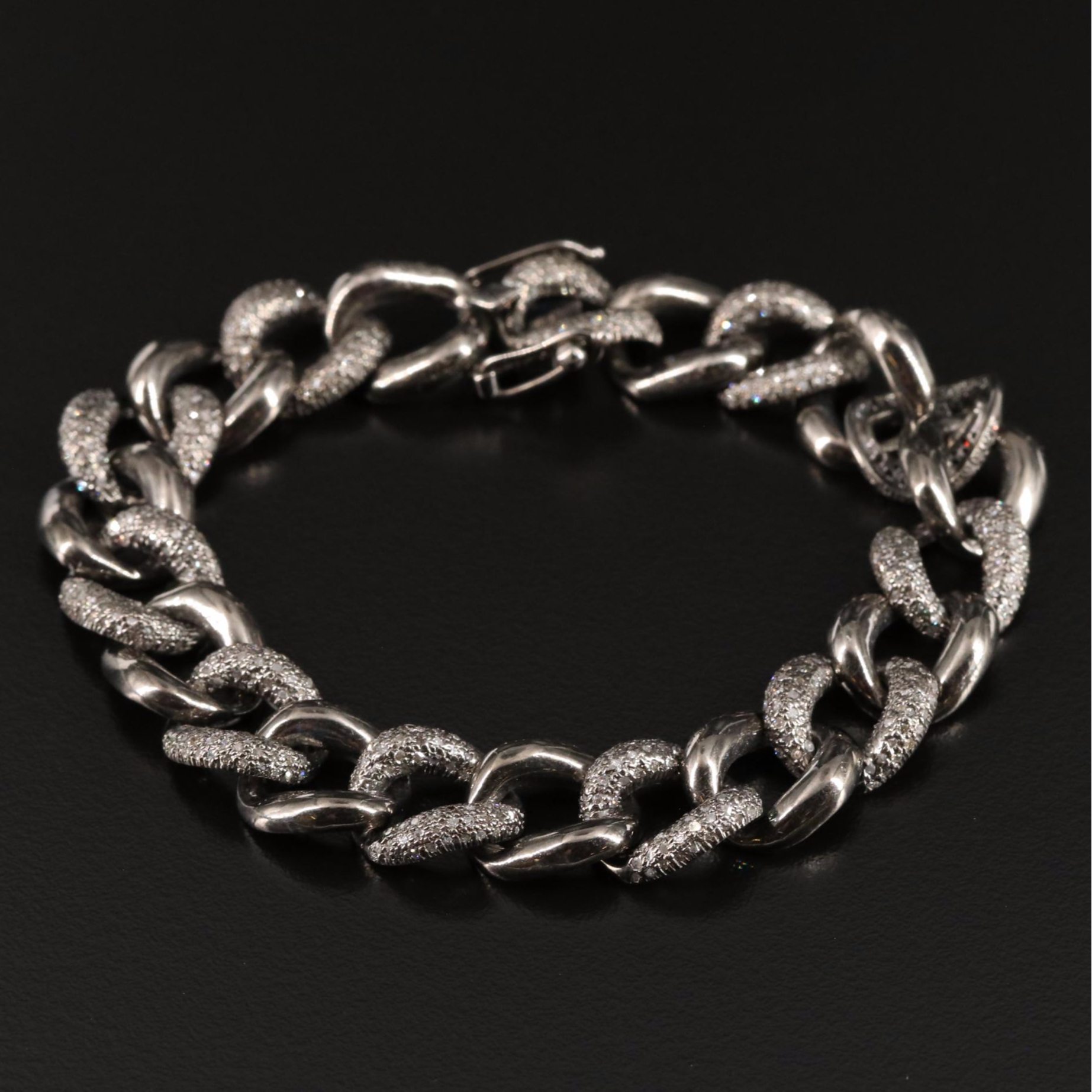Sterling Diamond Curb Link Bracelet