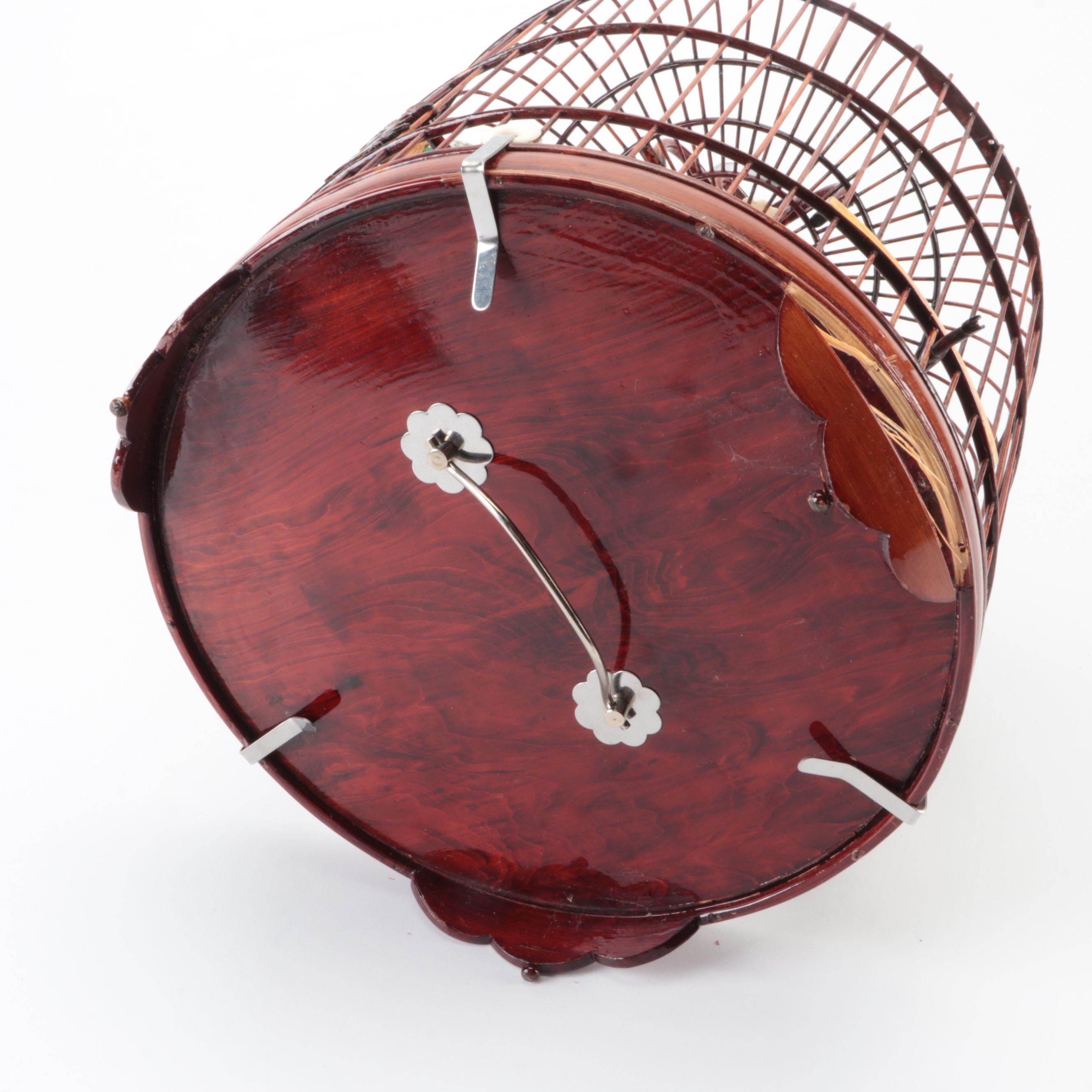 Bamboo Round Bird Cage With Wire Bird Cage