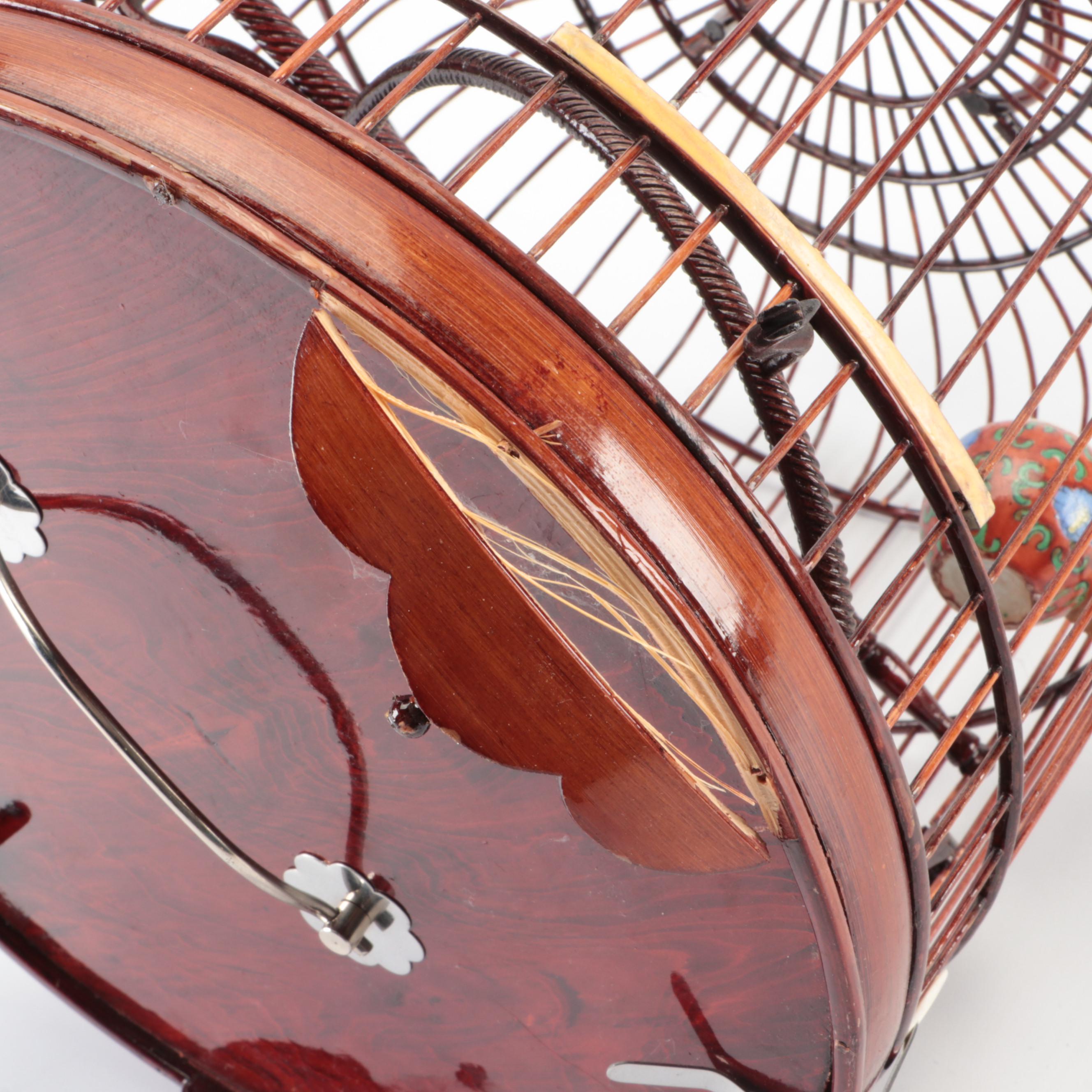 Bamboo Round Bird Cage With Wire Bird Cage