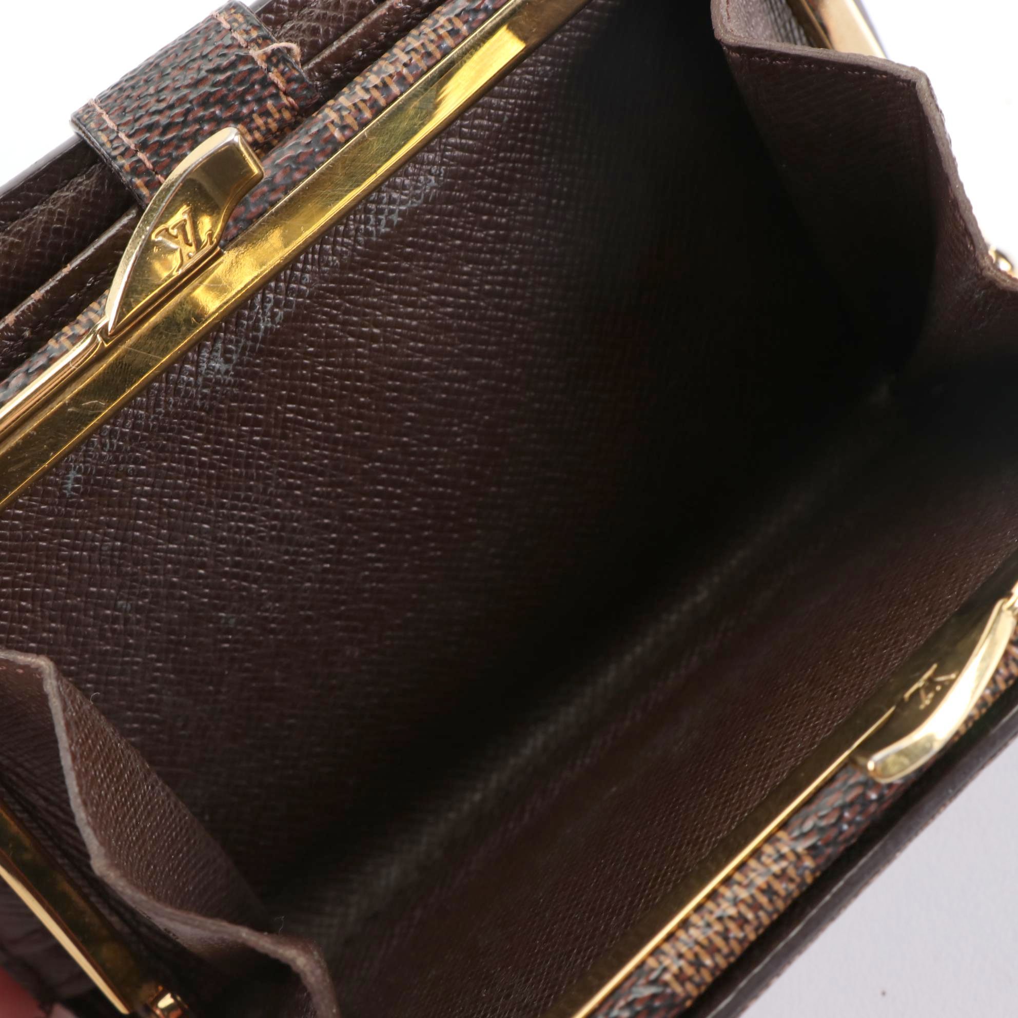 Louis Vuitton Damier Ebene Porte Viennois Kiss Lock Coin Purse Wallet with Box
