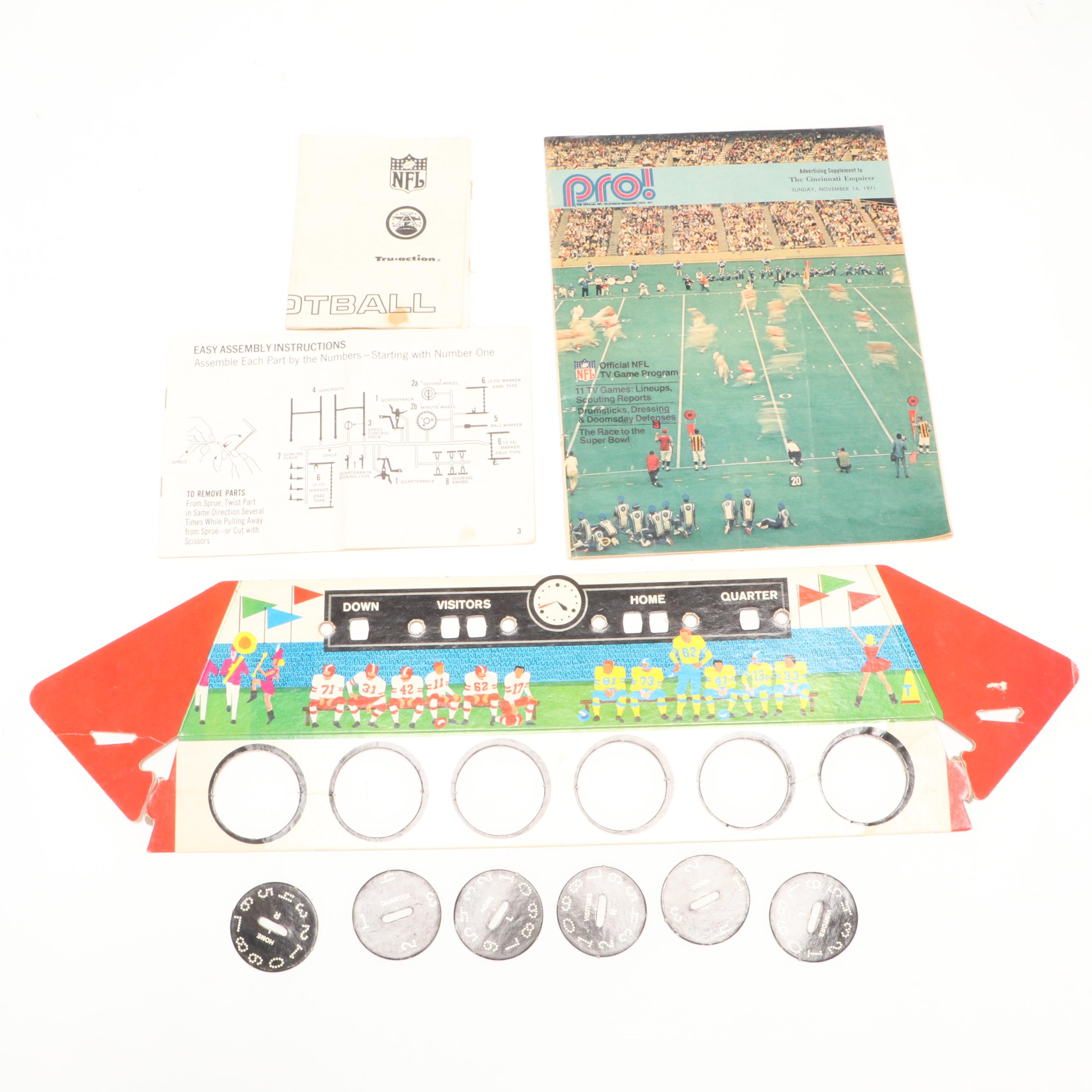 Tudor Electric Football Tabletop Board Game with 1971 Cincinnati NFL TV Program