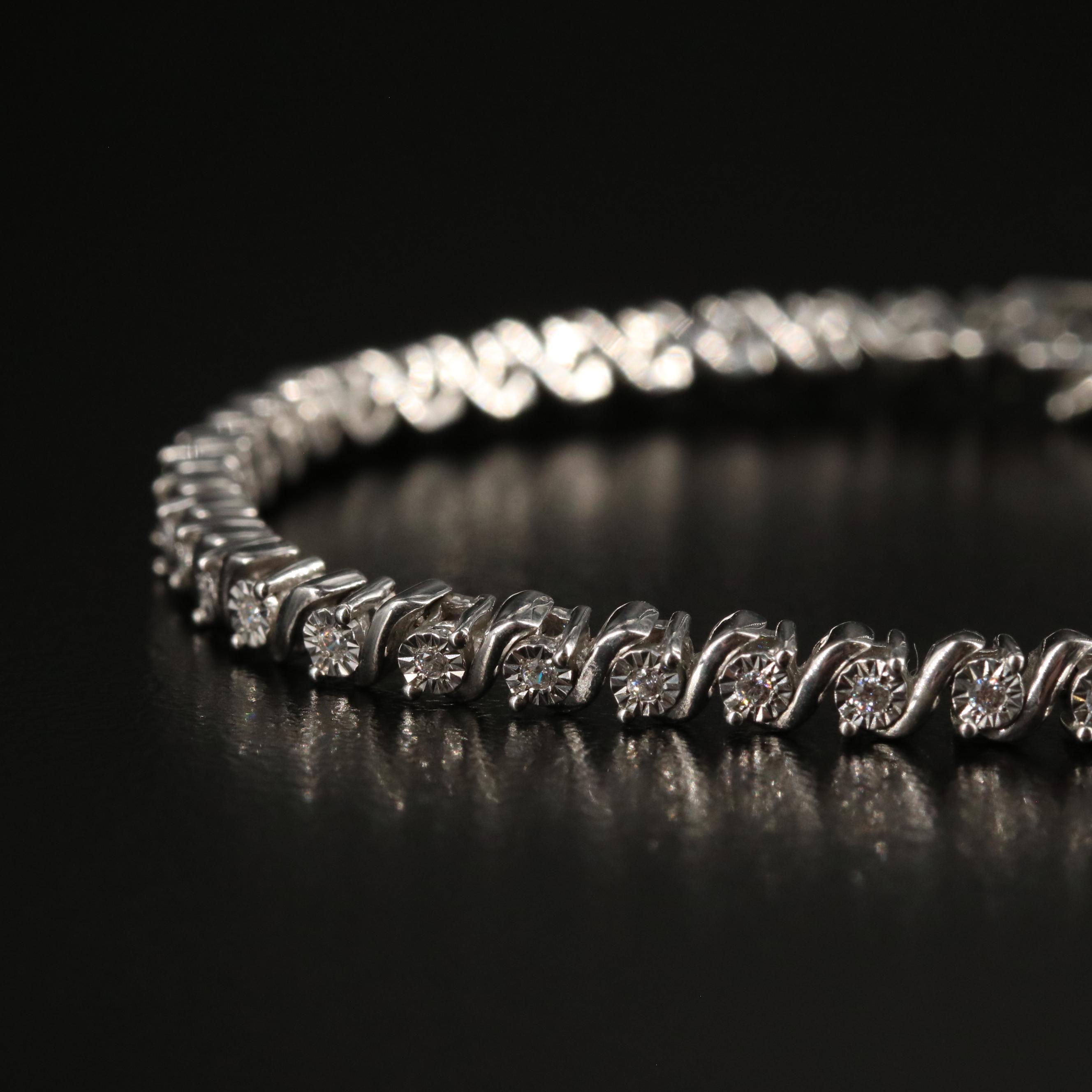 Sterling Diamond S Link Bracelet