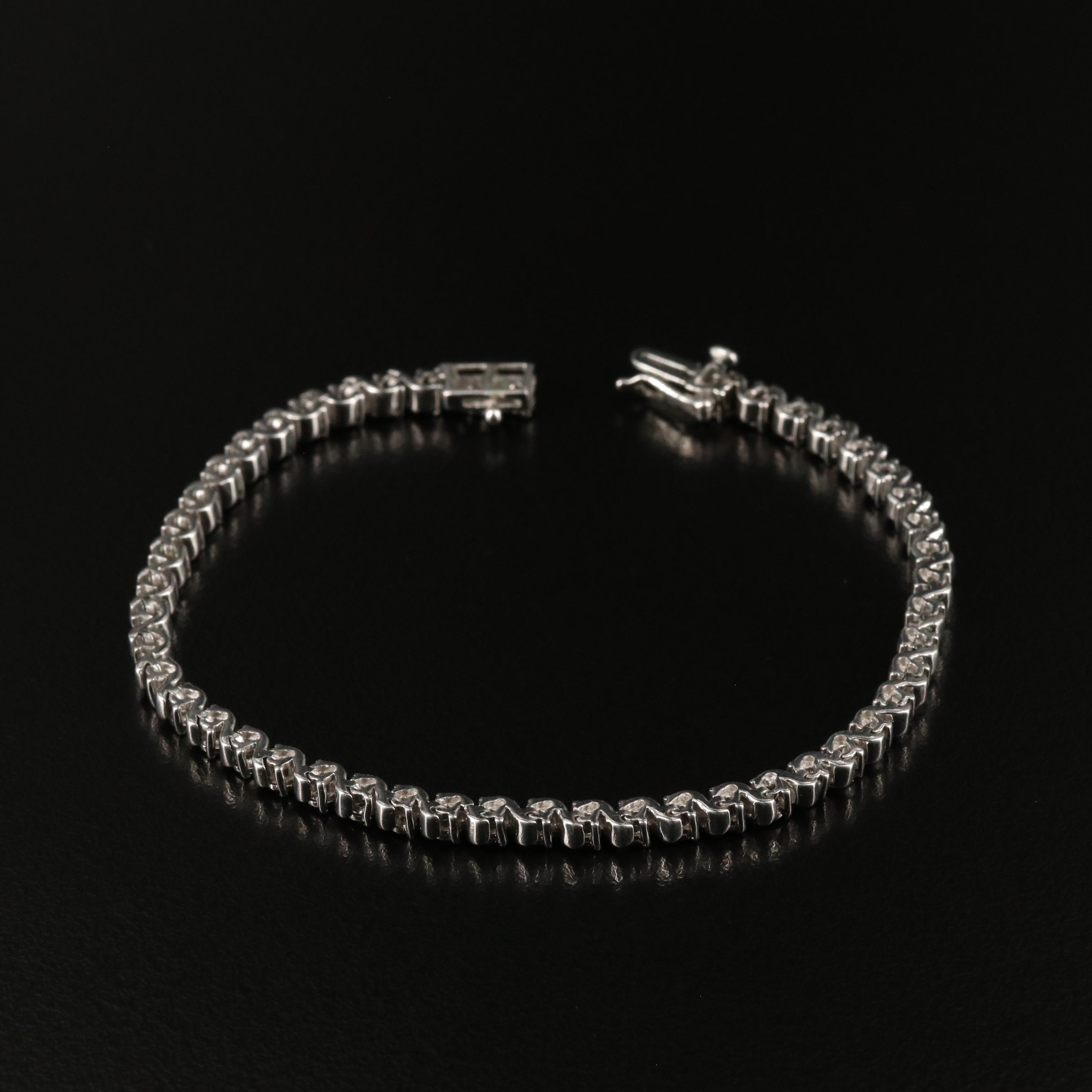 Sterling Diamond S Link Bracelet