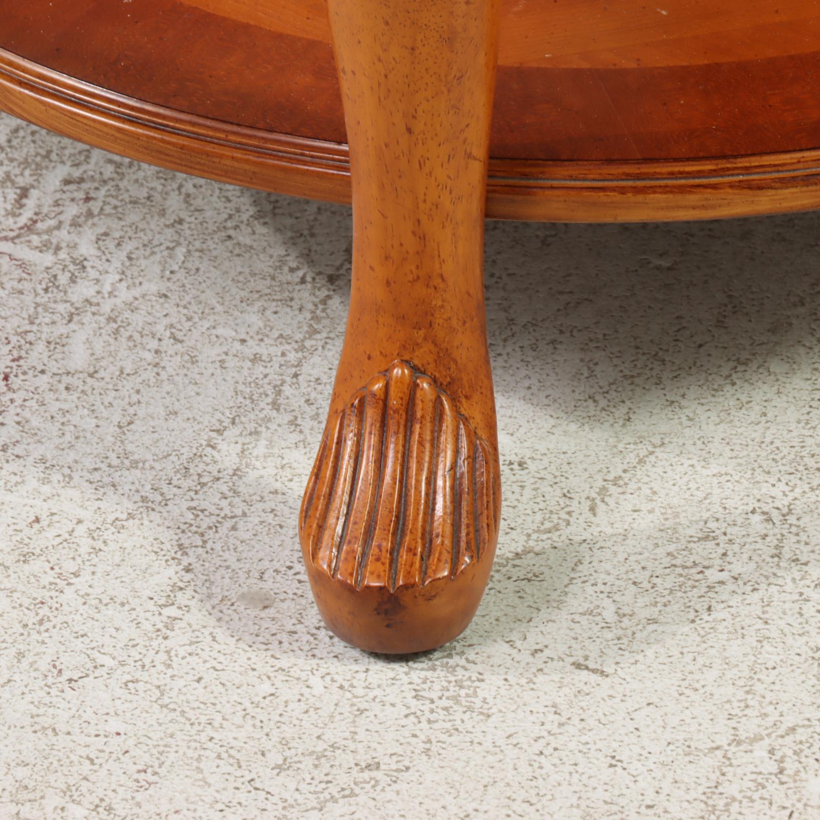 Queen Anne Style Parquetry and Glass Top Two-Tier Side Table