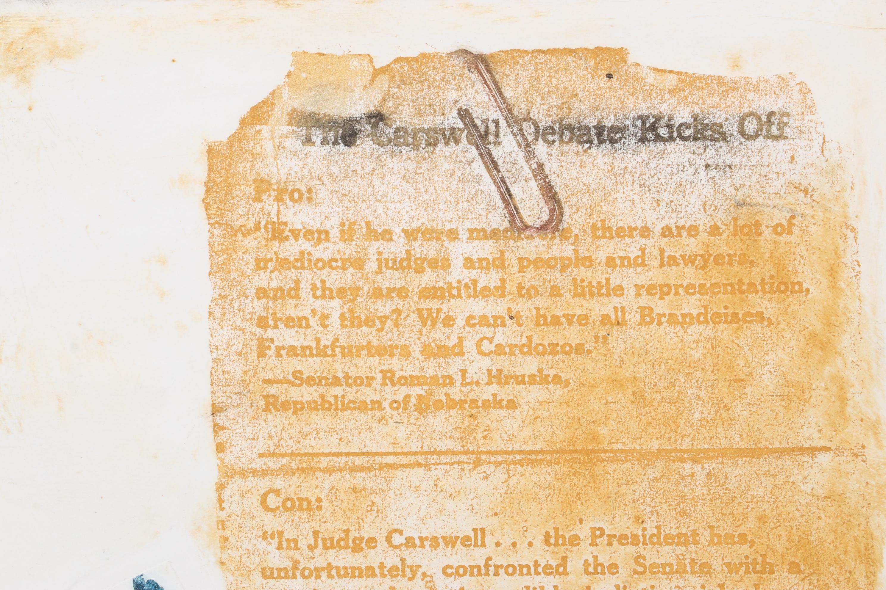 Sidney Chafetz Color Etching "Sugar Packet and News Clipping," 1977