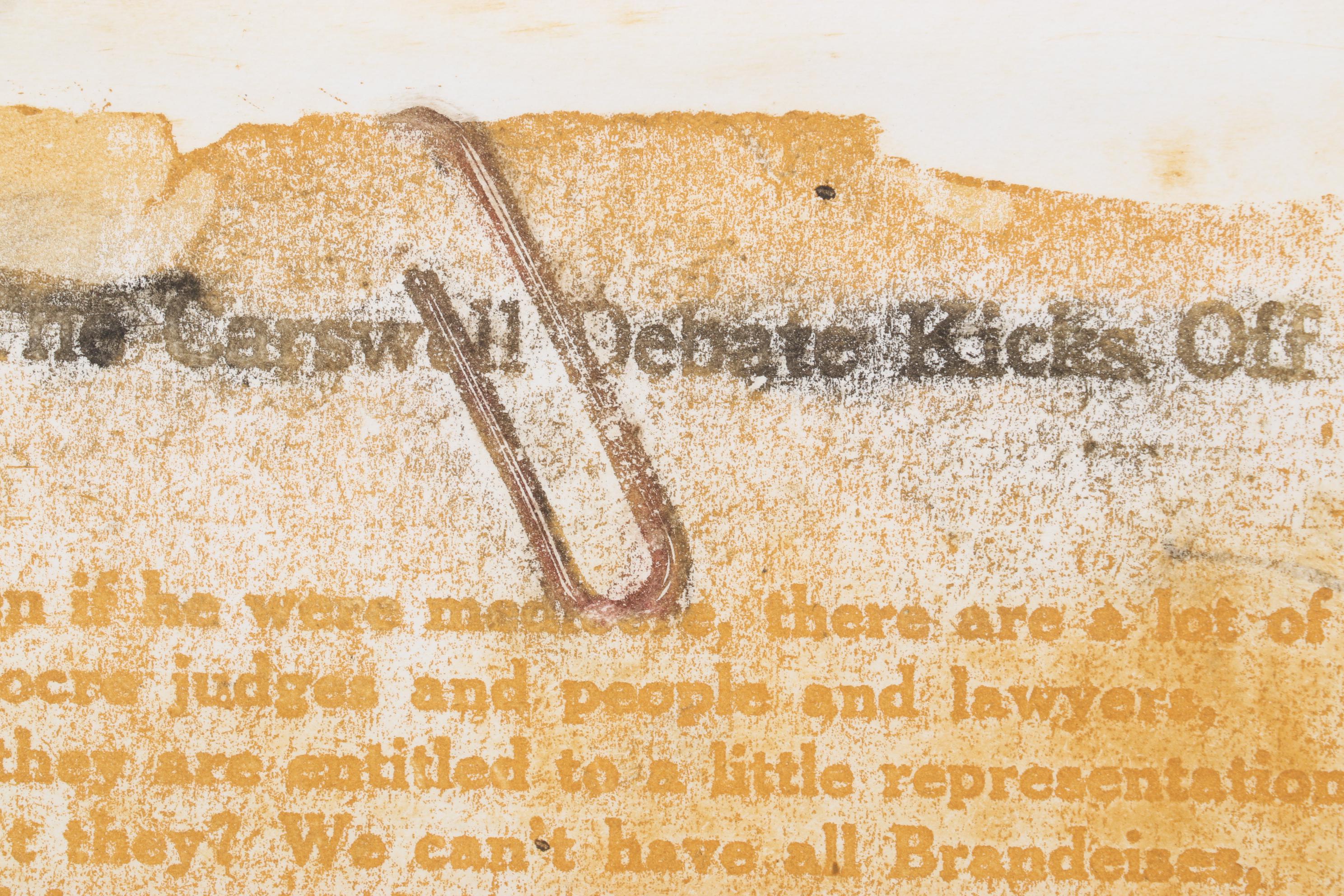 Sidney Chafetz Color Etching "Sugar Packet and News Clipping," 1977