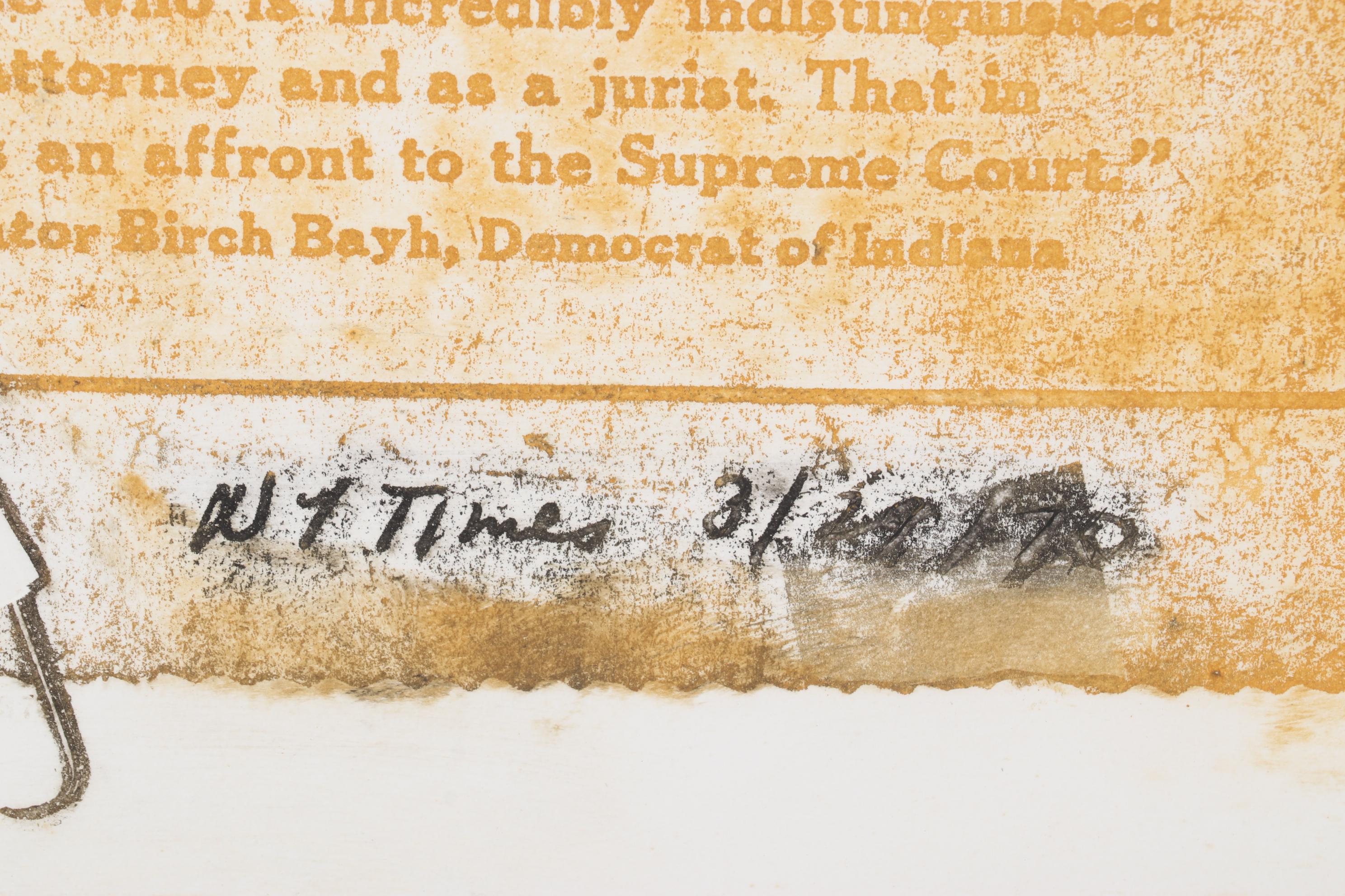 Sidney Chafetz Color Etching "Sugar Packet and News Clipping," 1977