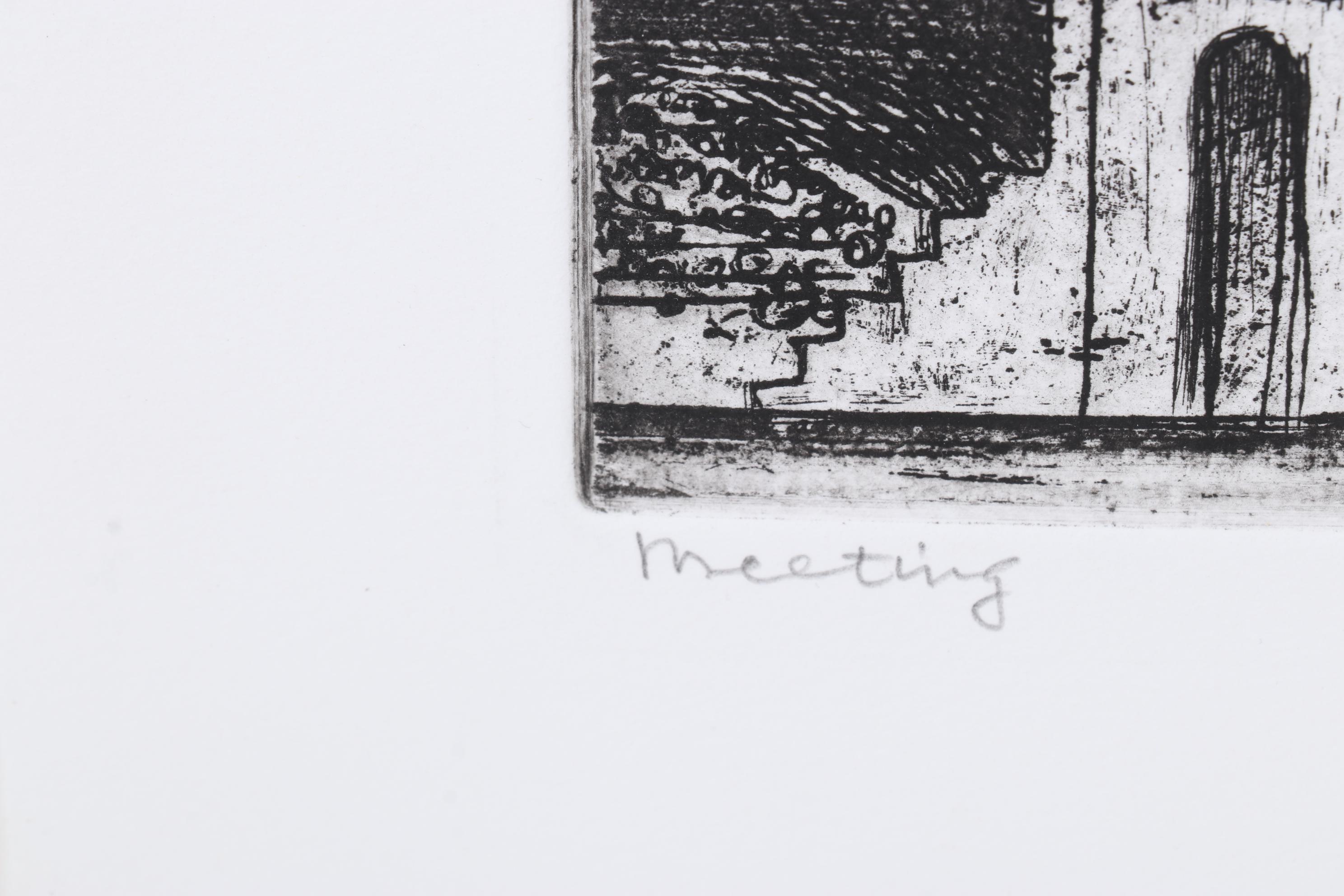 Sidney Chafetz Etching "Meeting," 1963