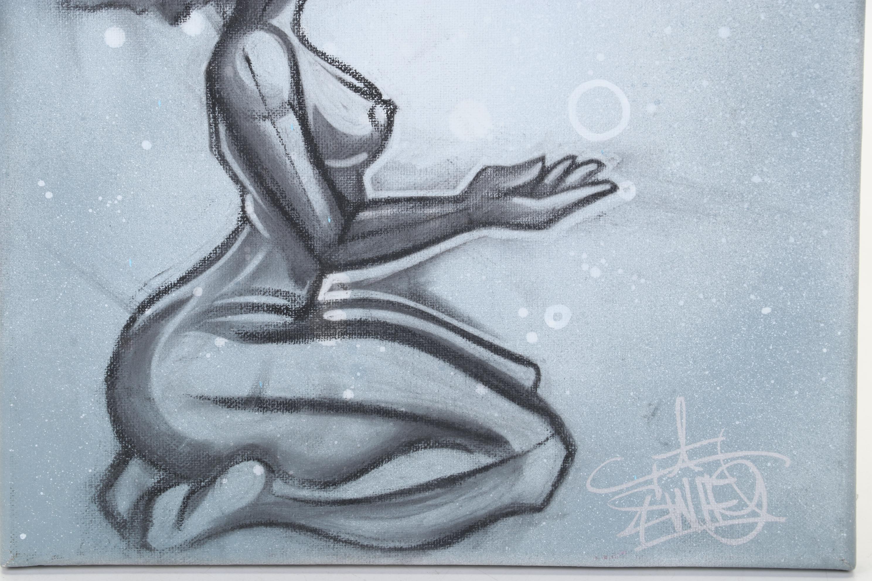 Swift Graffiti Folk Art Mixed Media Painting, 21st Century