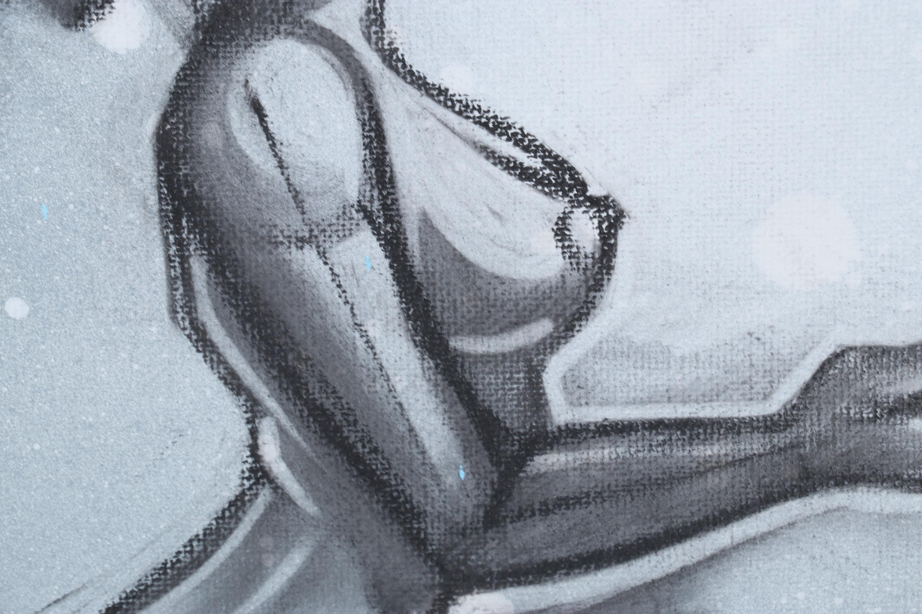 Swift Graffiti Folk Art Mixed Media Painting, 21st Century