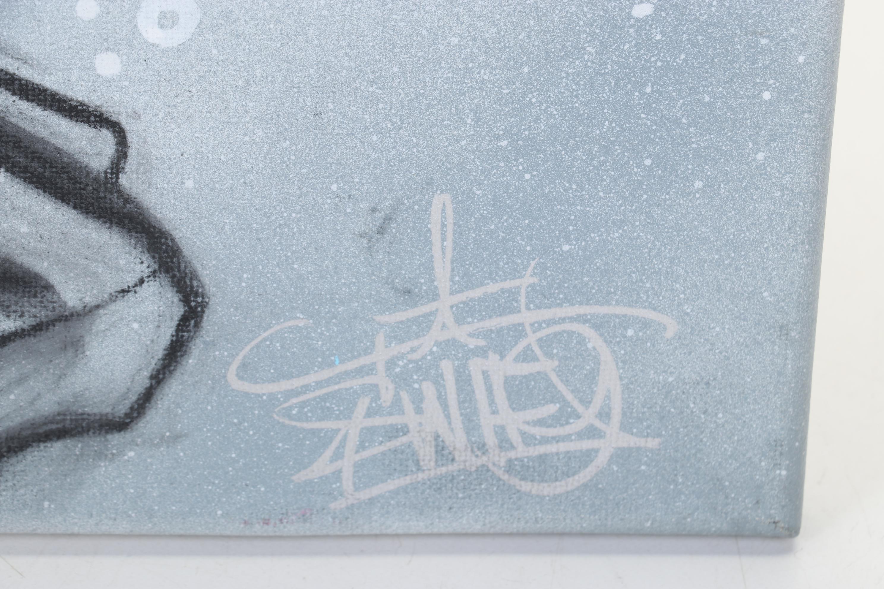 Swift Graffiti Folk Art Mixed Media Painting, 21st Century