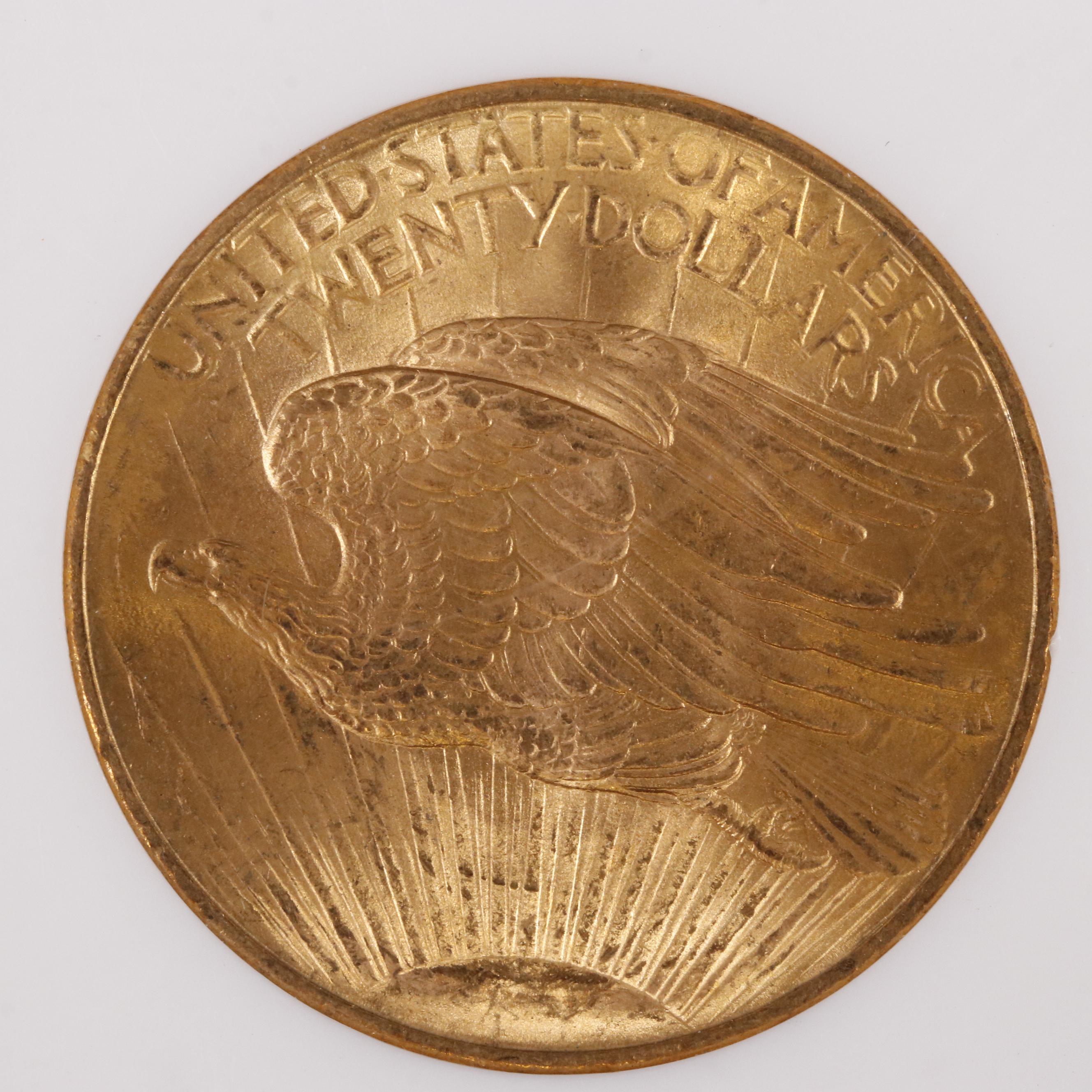 NGC Graded MS64 1908 "No Motto" $20 Saint-Gaudens Gold Coin