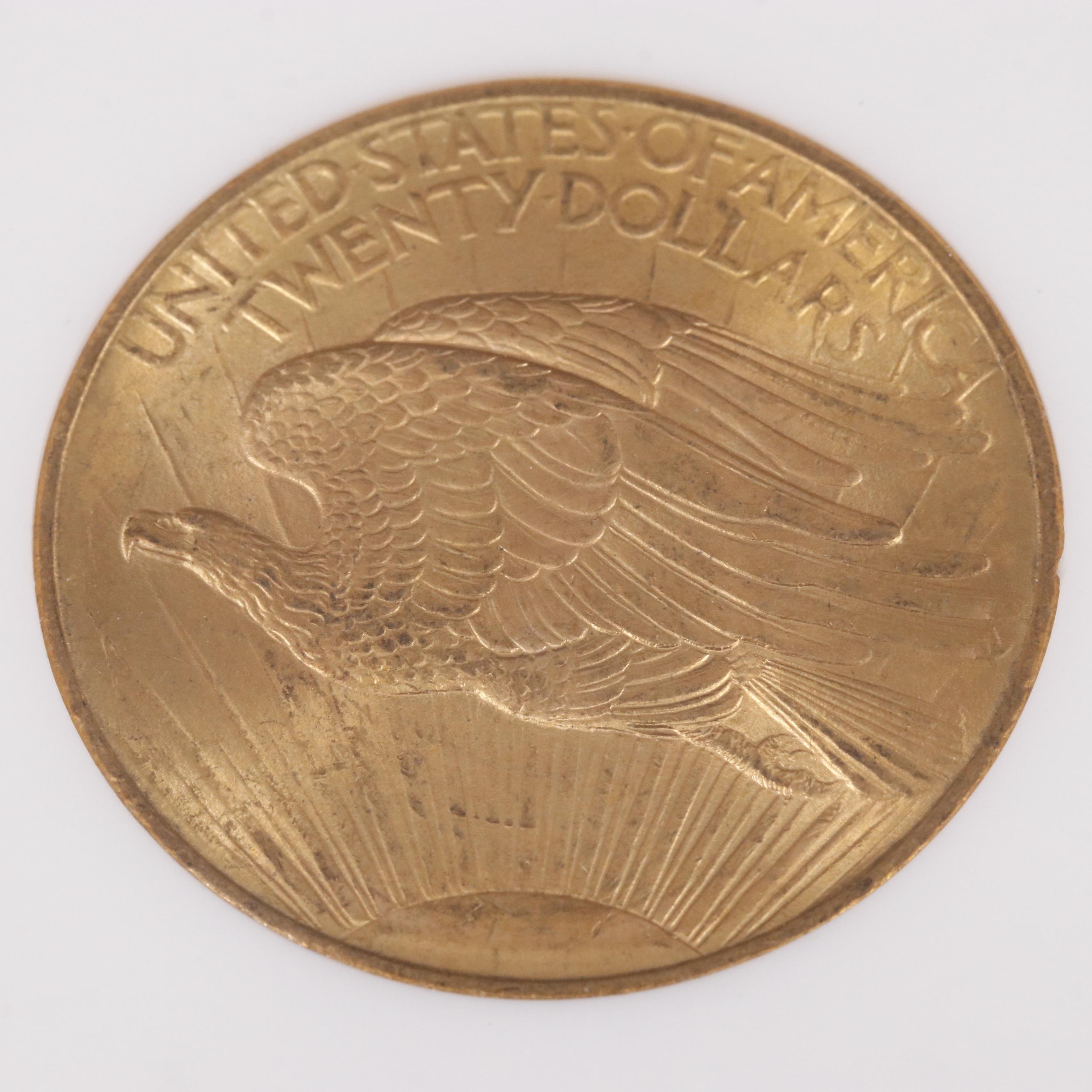 NGC Graded MS64 1908 "No Motto" $20 Saint-Gaudens Gold Coin