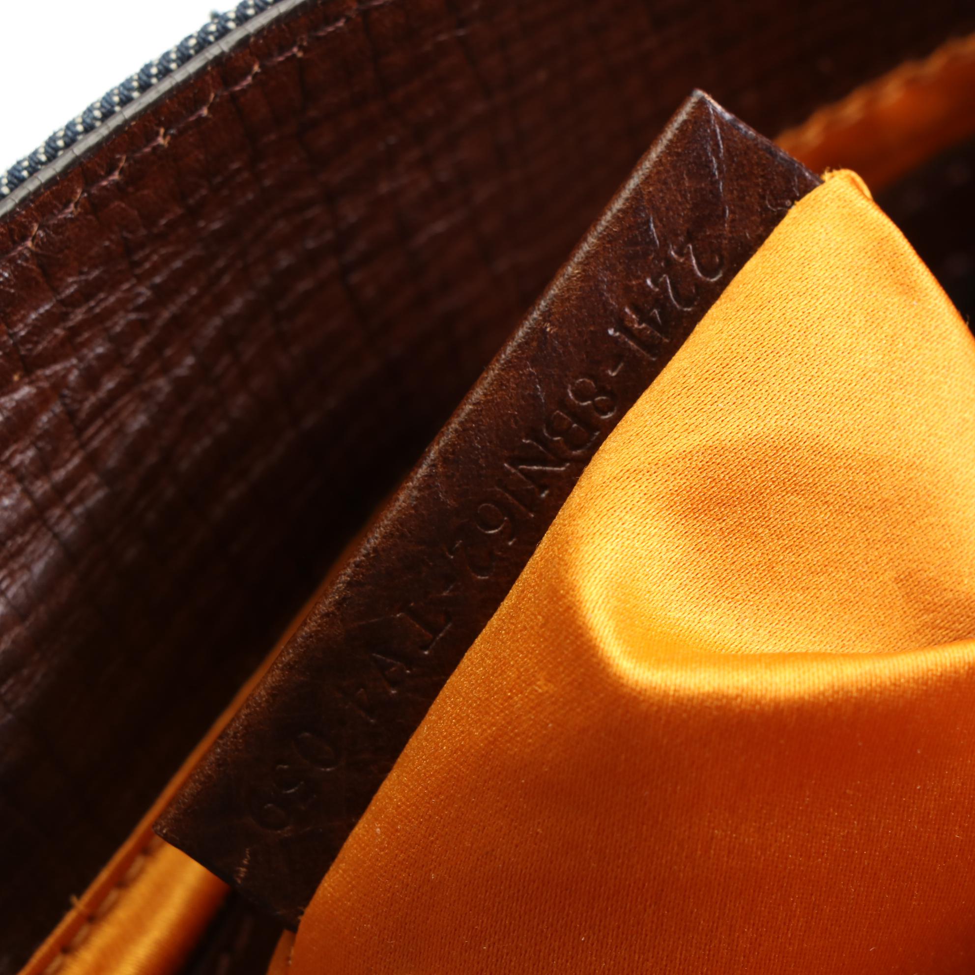 Fendi De Jour Tote Bag in Blue Denim and Brown Leather with FF Logo Cutout