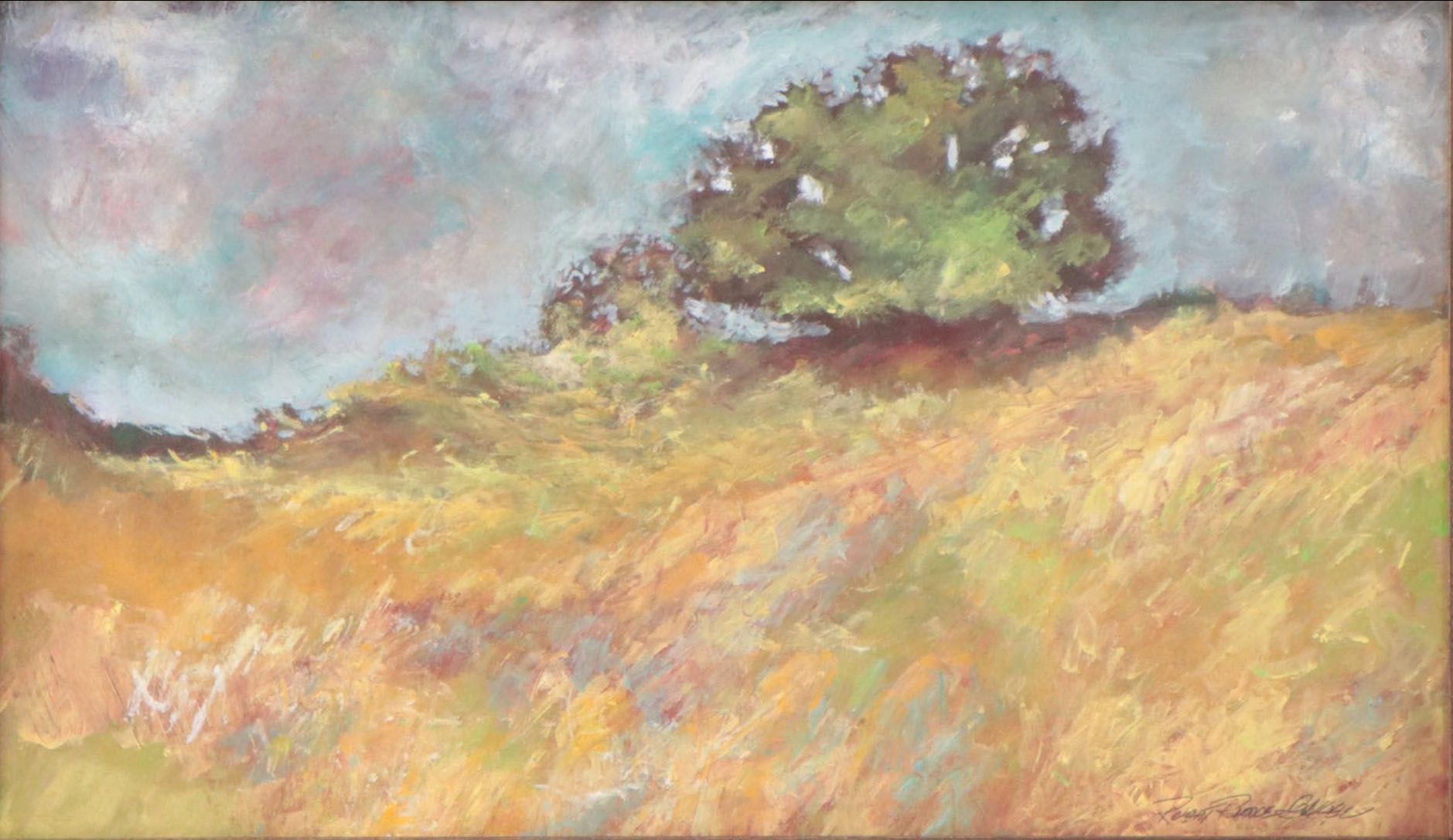 Robert Riddle-Baker Acrylic Painting of Landscape "Ridge Line, Windy Day," 2023
