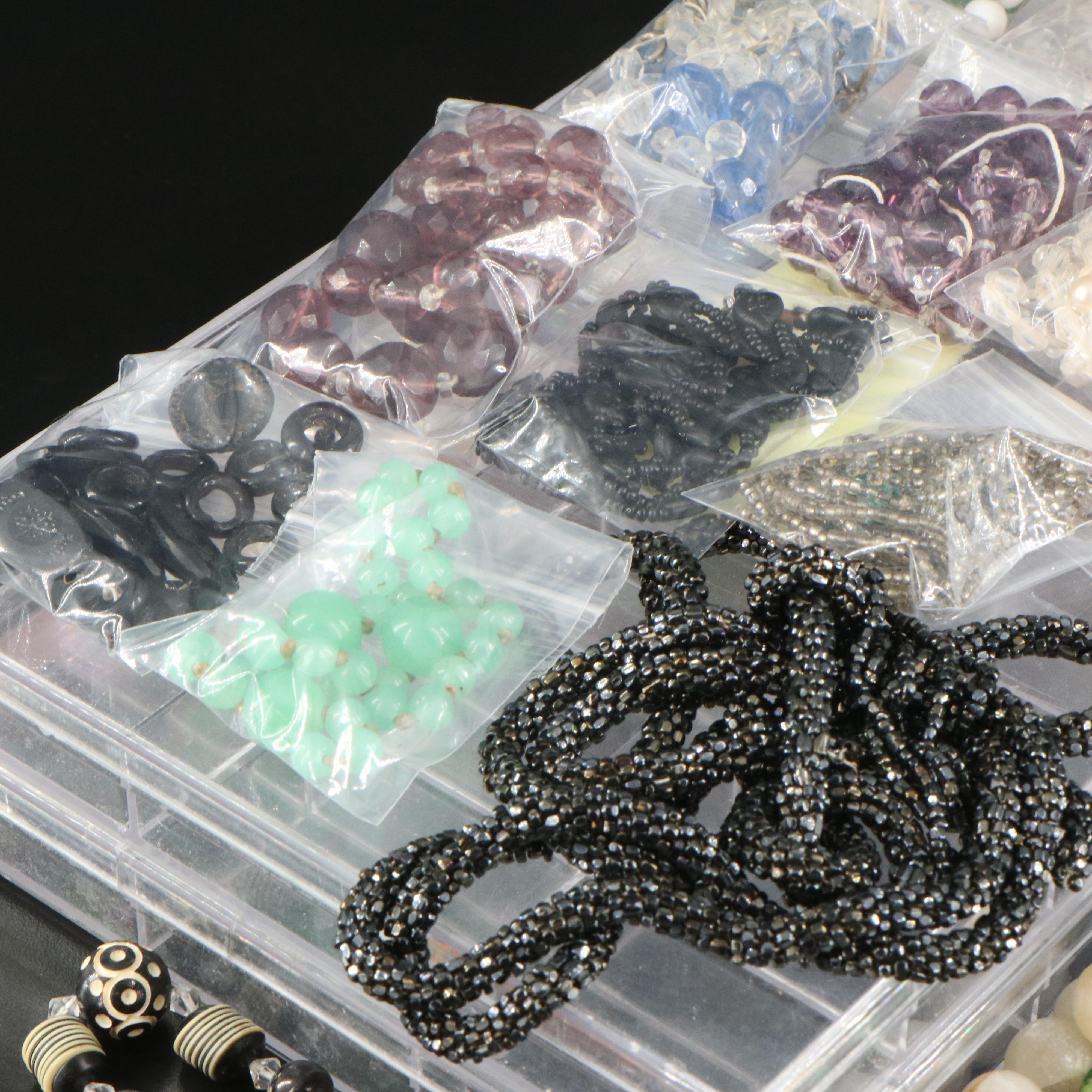 Selenite, Rock Quartz Crystal, Vintage and Antique Bead Assortment