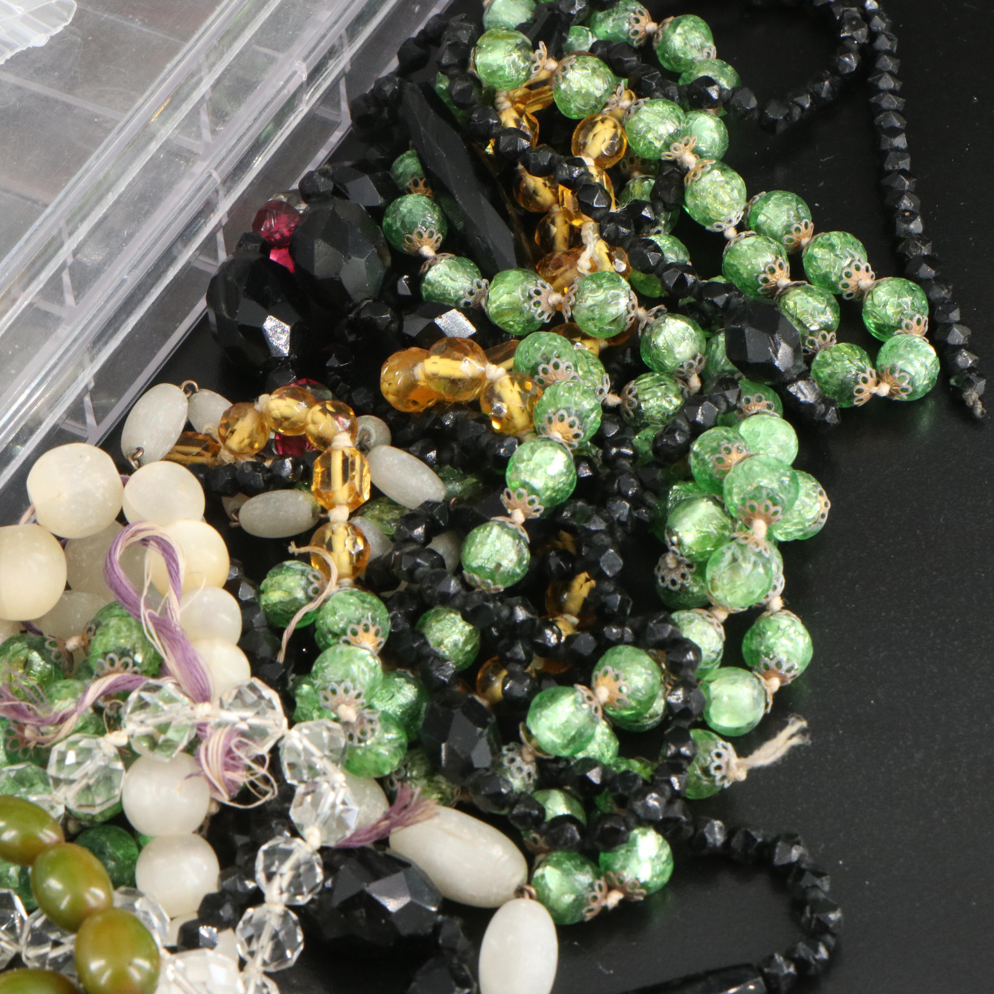 Selenite, Rock Quartz Crystal, Vintage and Antique Bead Assortment