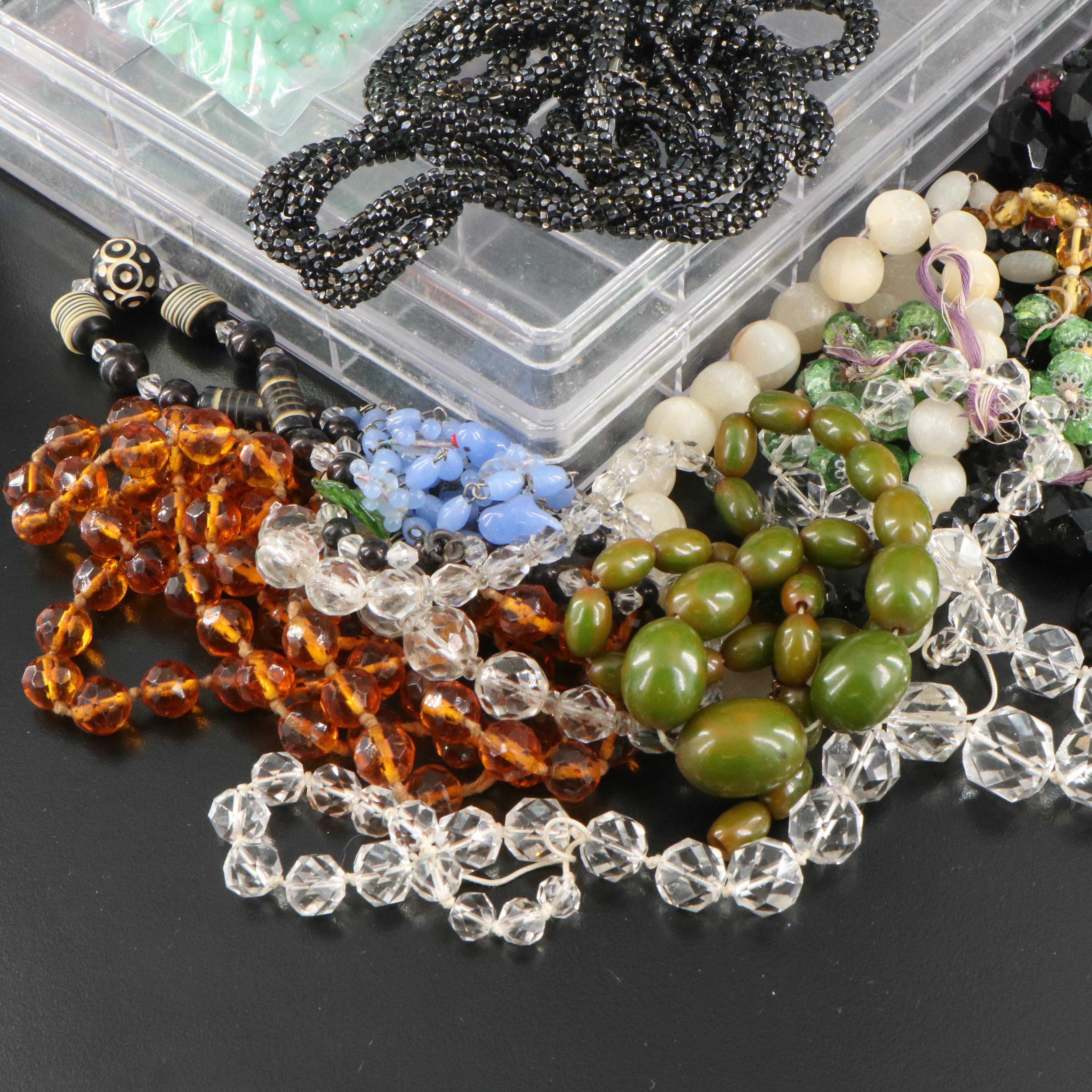 Selenite, Rock Quartz Crystal, Vintage and Antique Bead Assortment