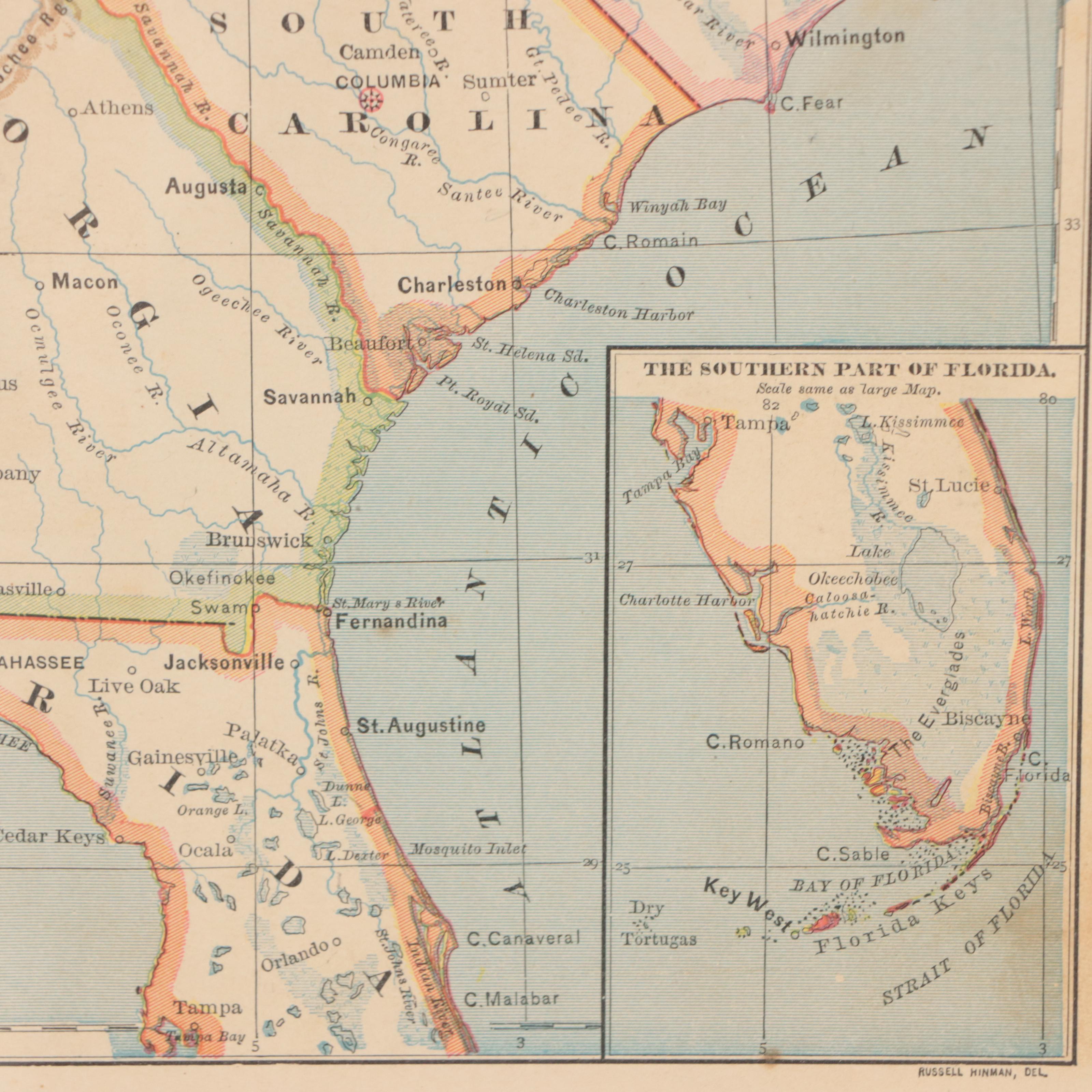 Matthews, Northrup & Co. Wax Engraving Map "The Southern States"
