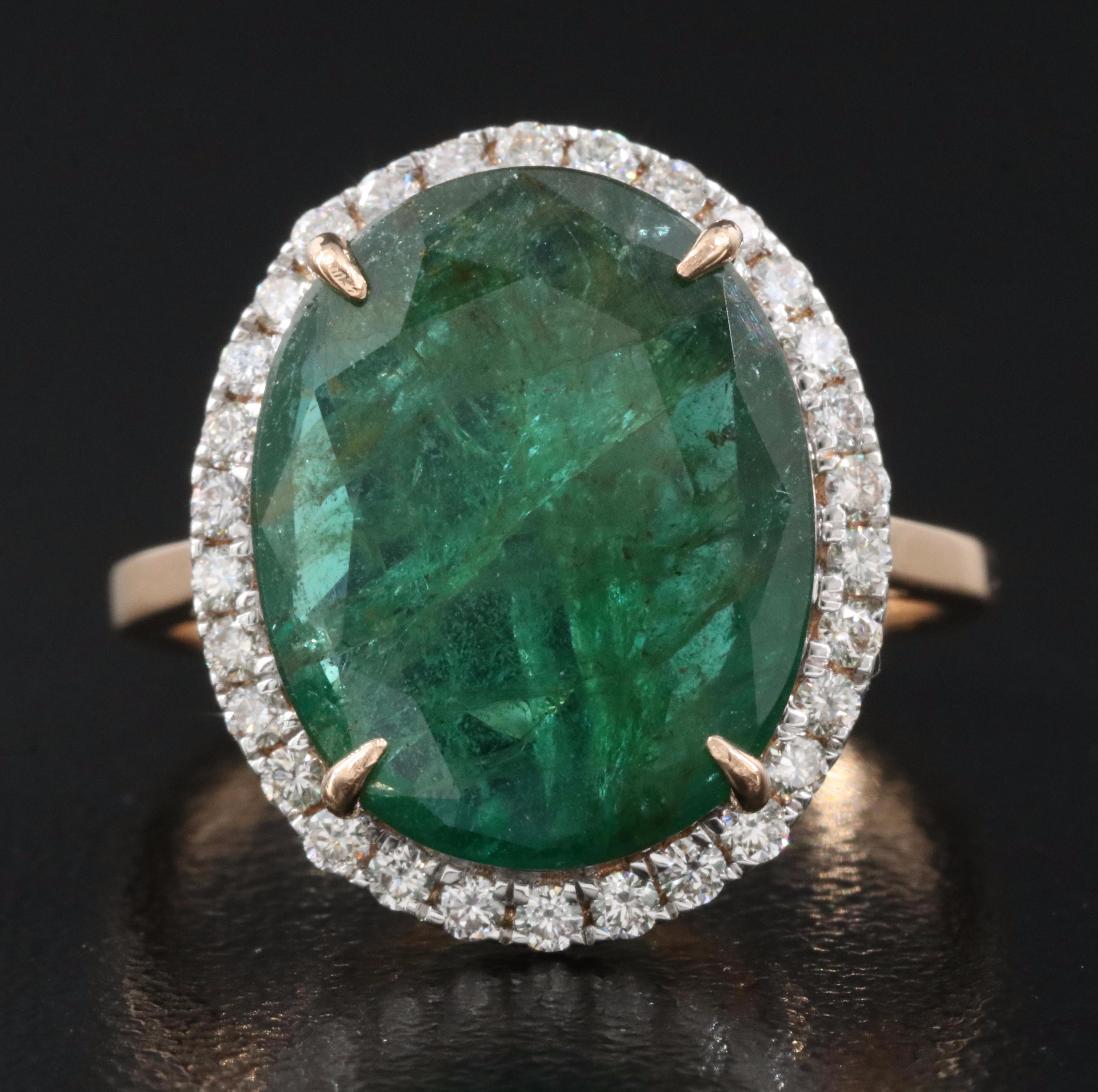 18K 5.90 CT Emerald and Diamond Ring